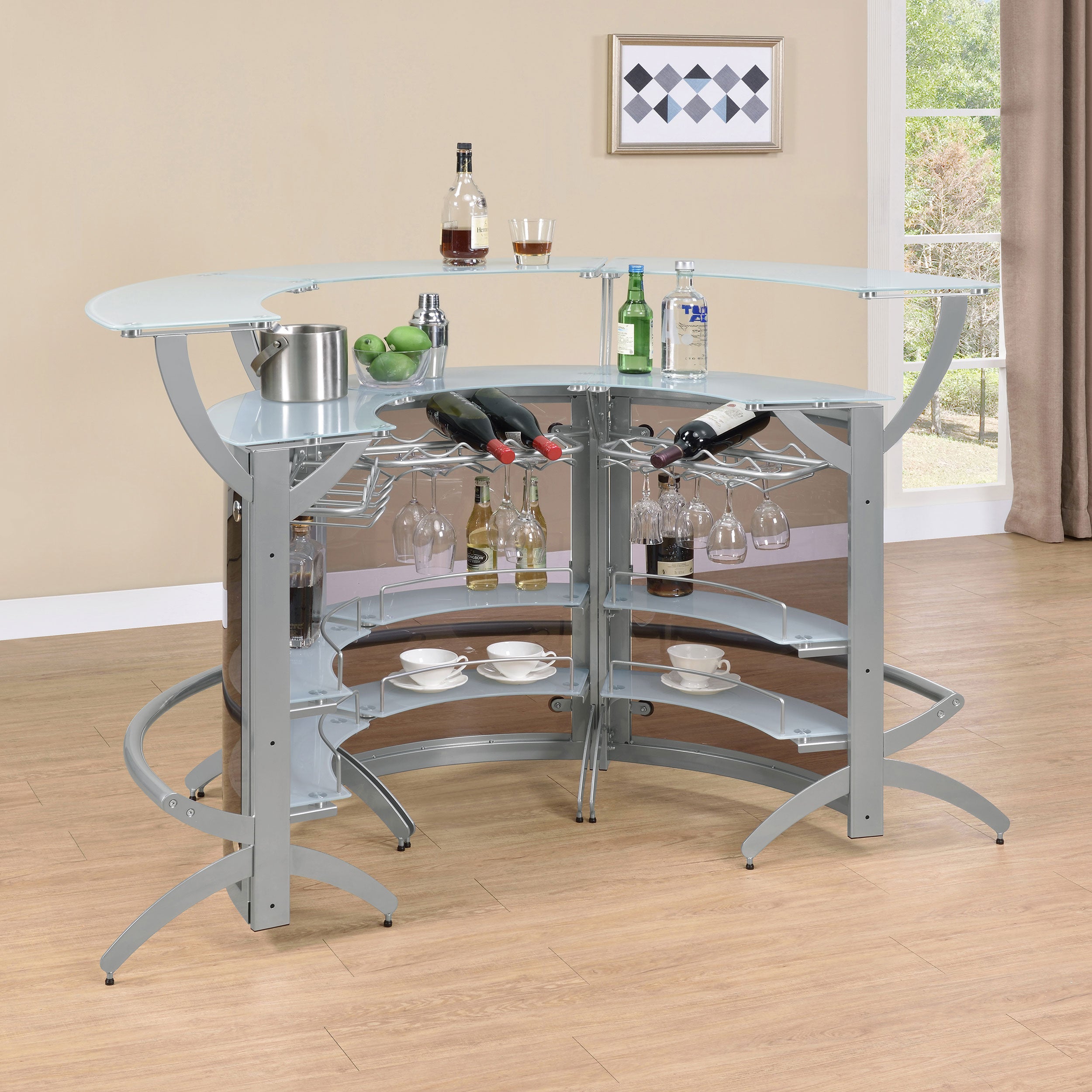 Dallas Curved Freestanding Home Bar Cabinet