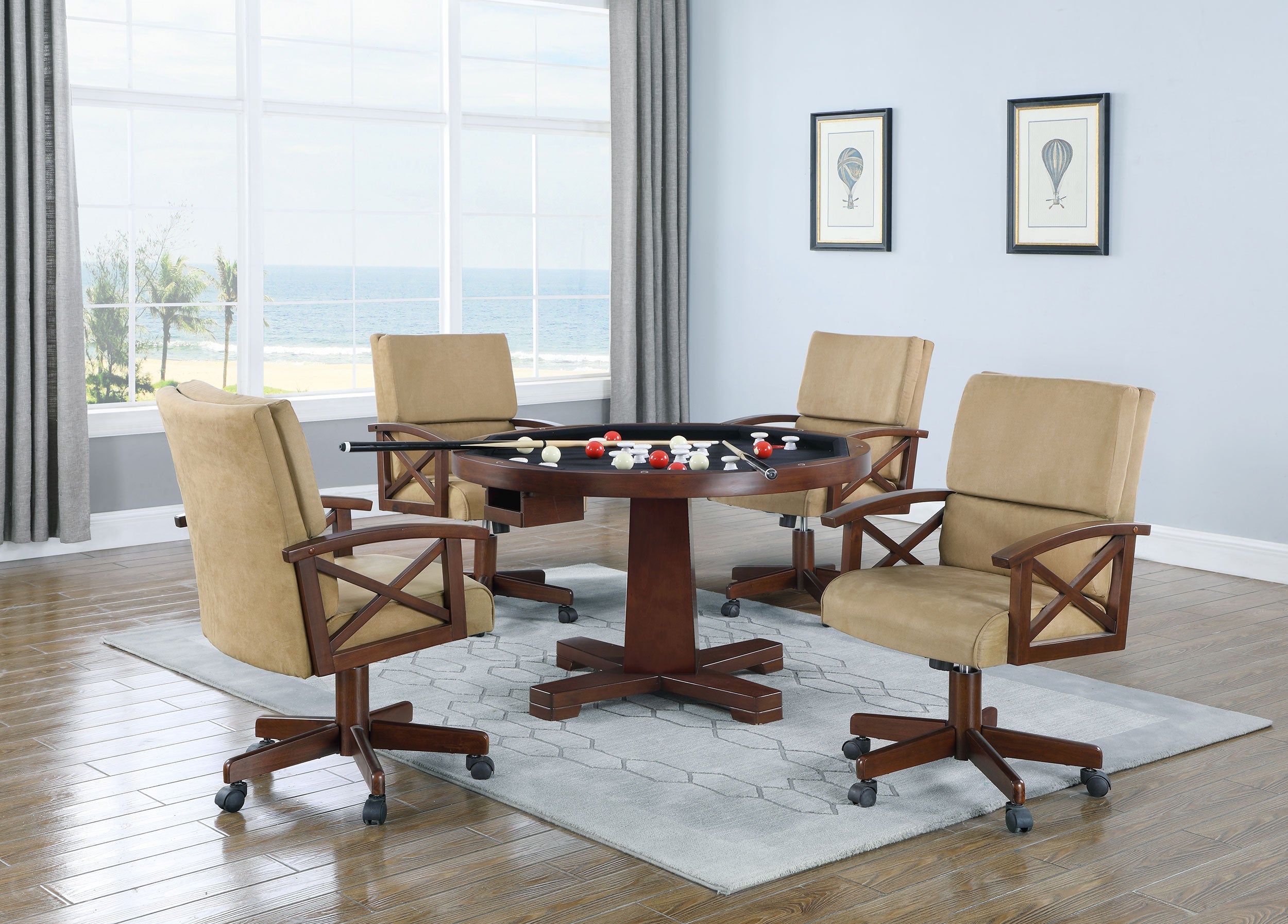 Marietta 3-in-1 Dining and Game Table Set Tobacco
