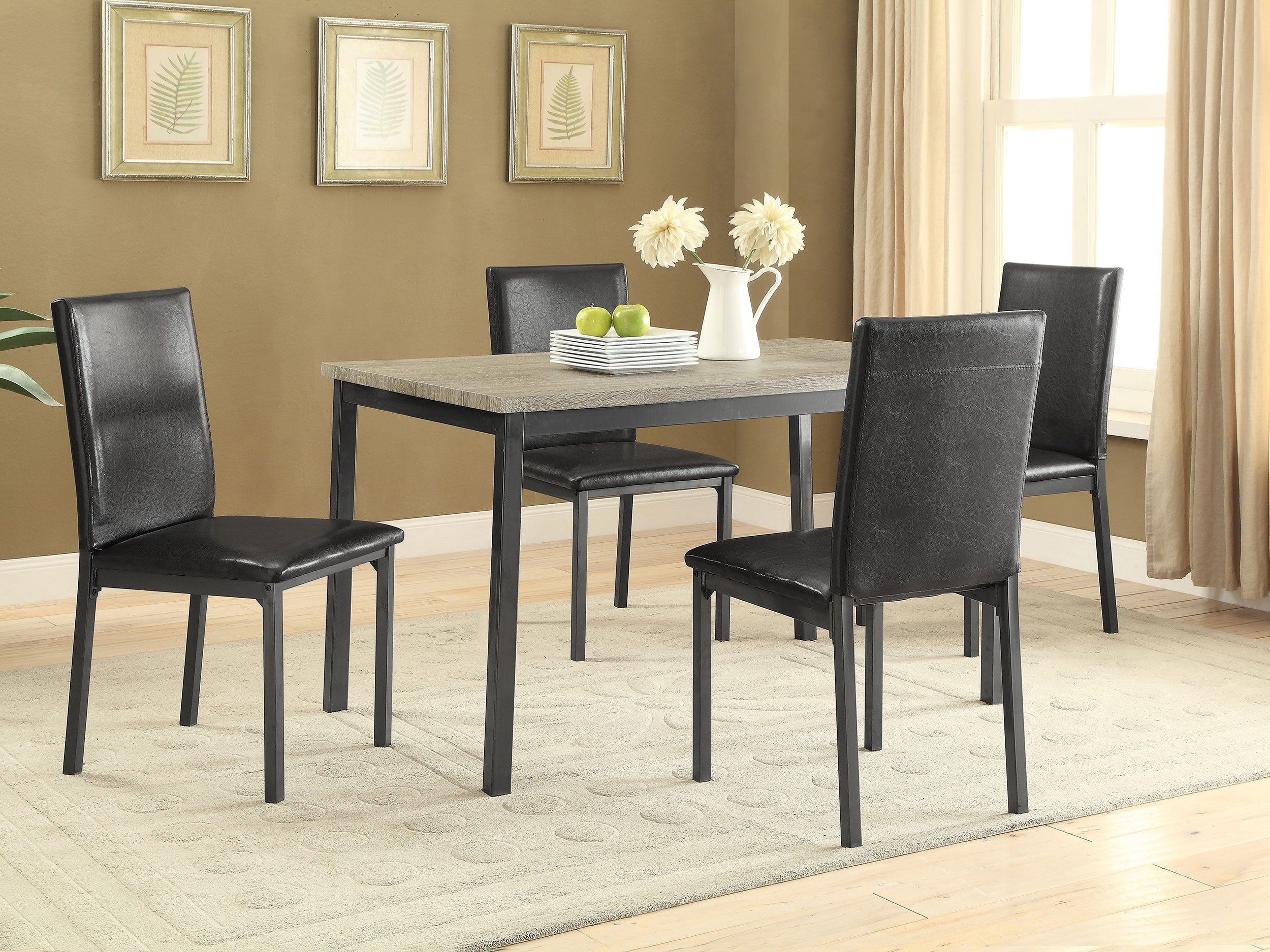 Garza  Rectangular Dining Table Set Black