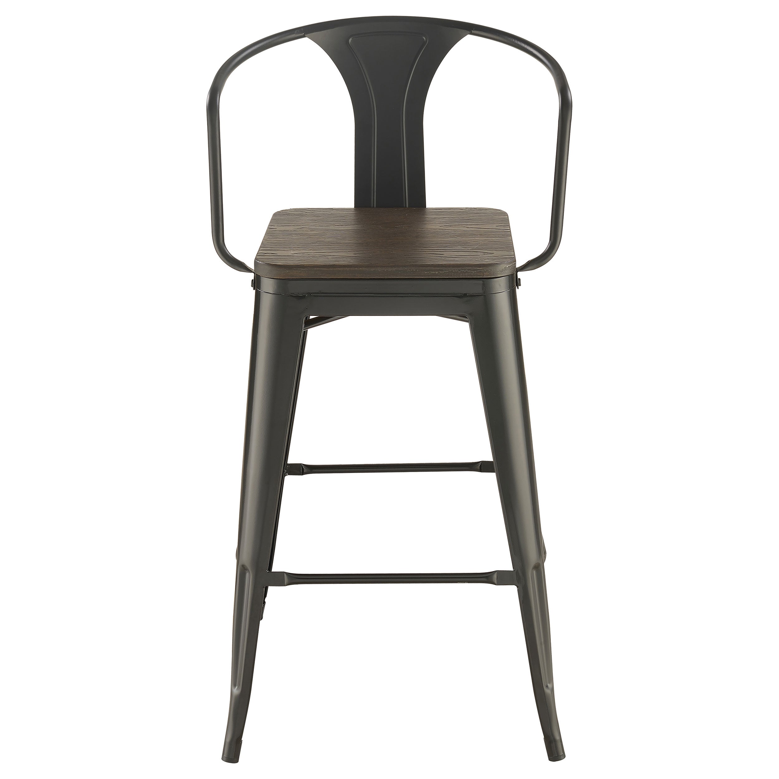 Cavalier Square Bar Table Set Dark Elm and Black