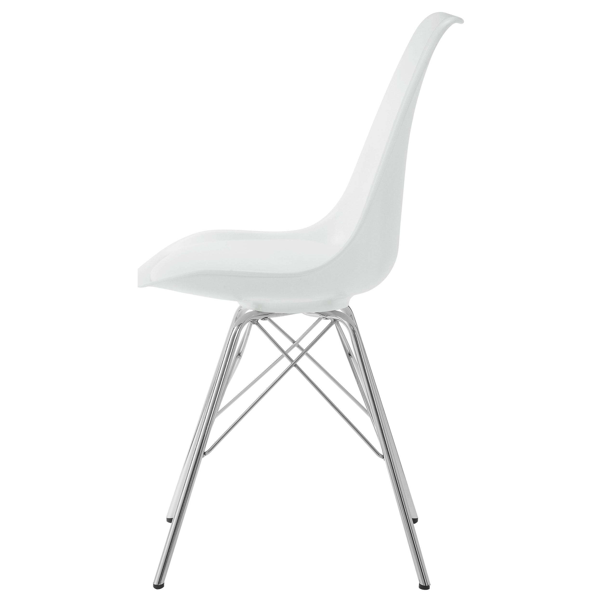 Juniper Armless Dining Chairs White and Chrome (Set of 2)
