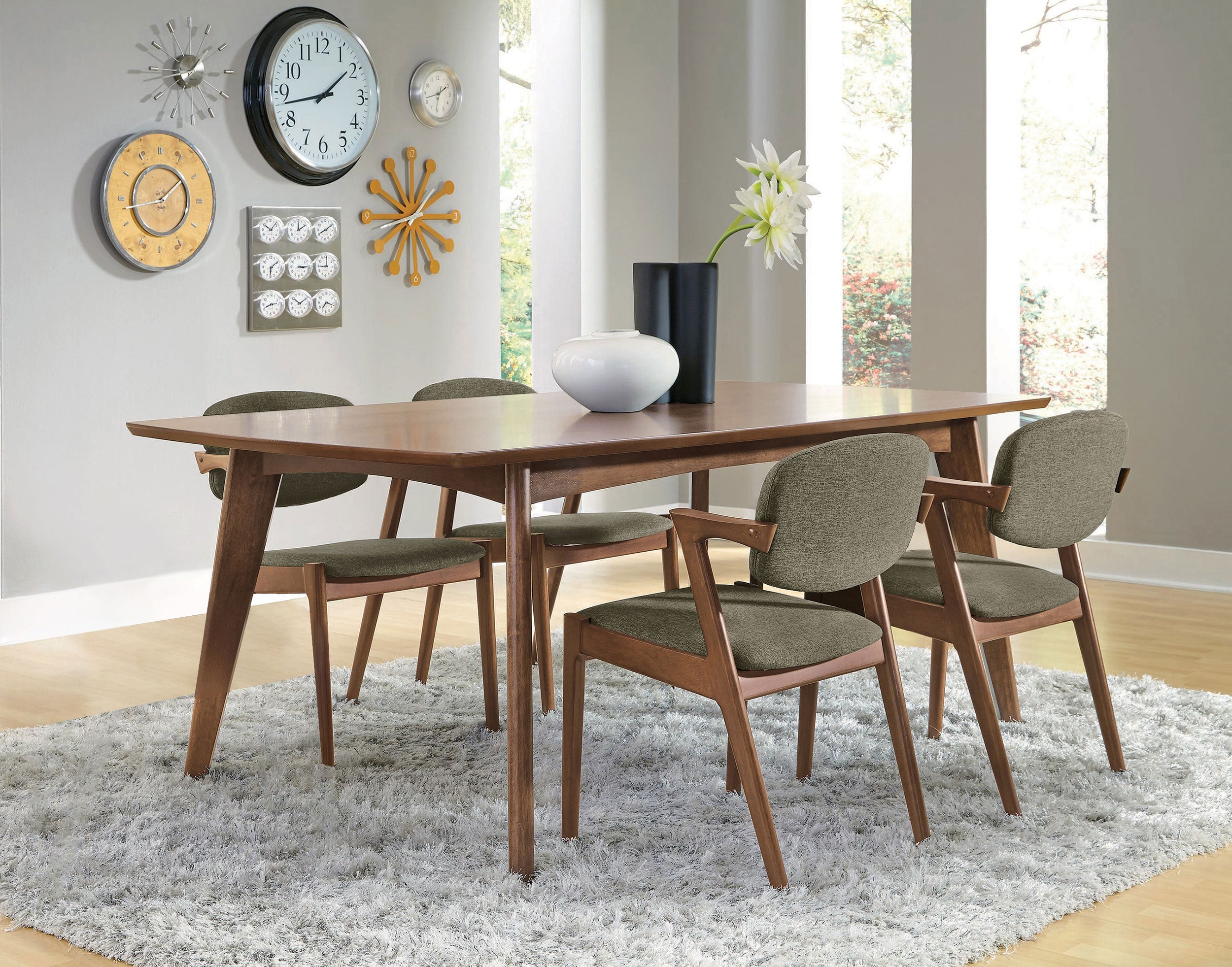 Malone  Rectangular Dining Table Set Dark Walnut