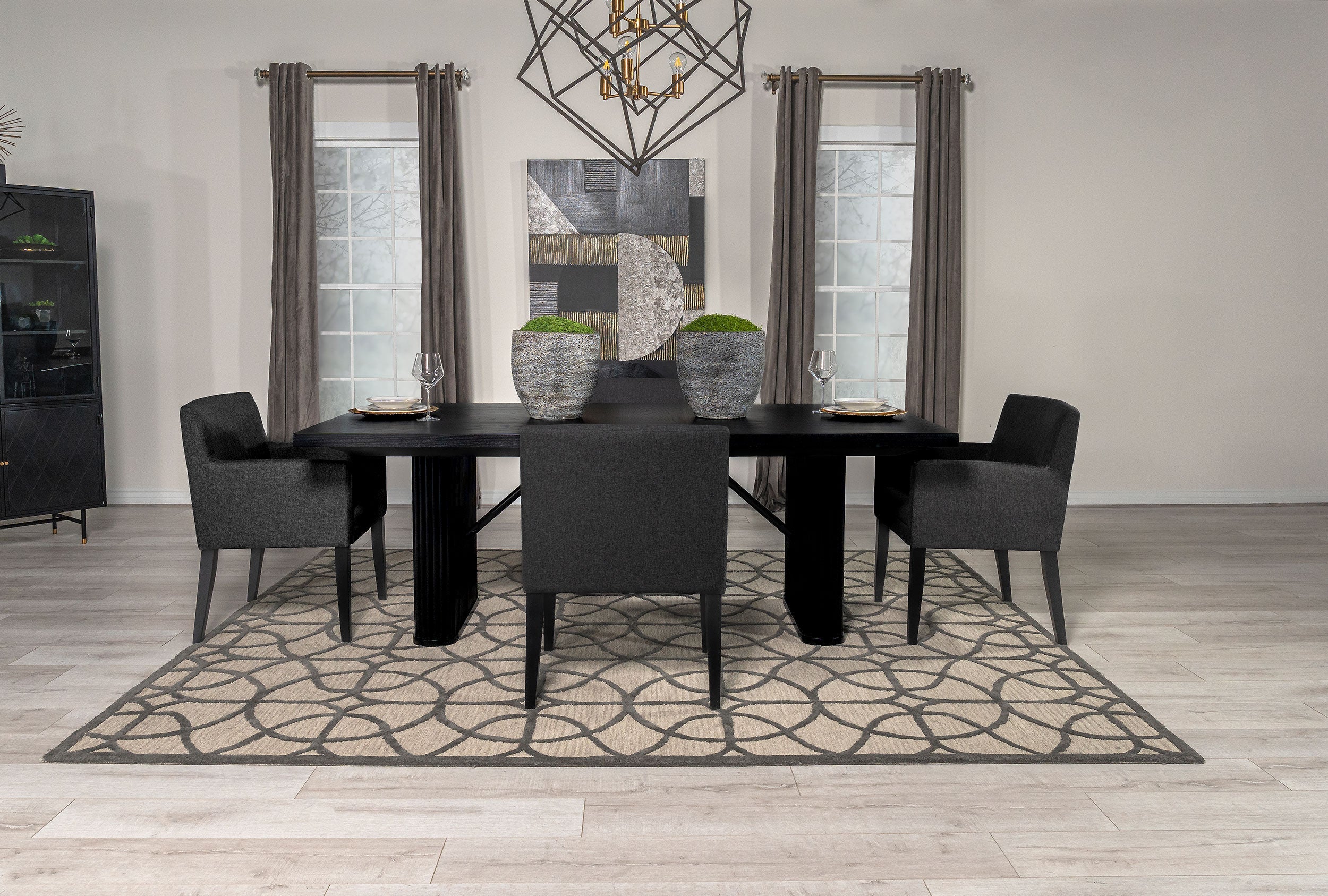 Catherine  Rectangular Dining Table Set Black