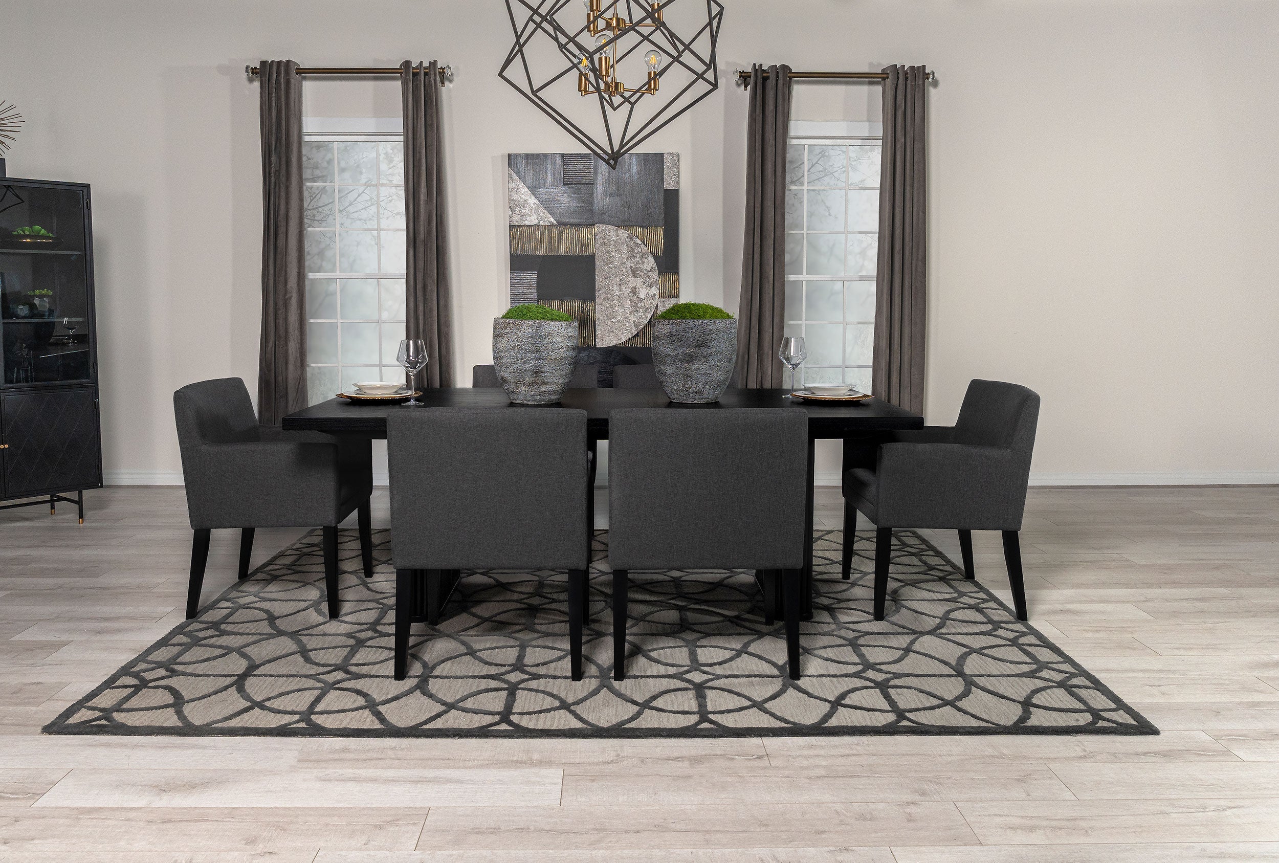 Catherine  Rectangular Dining Table Set Black