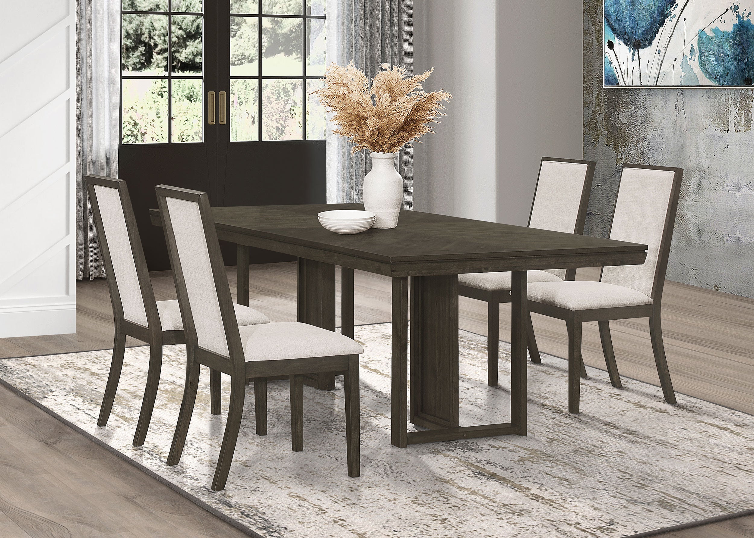 Kelly  Rectangular Dining Table Set Dark Grey