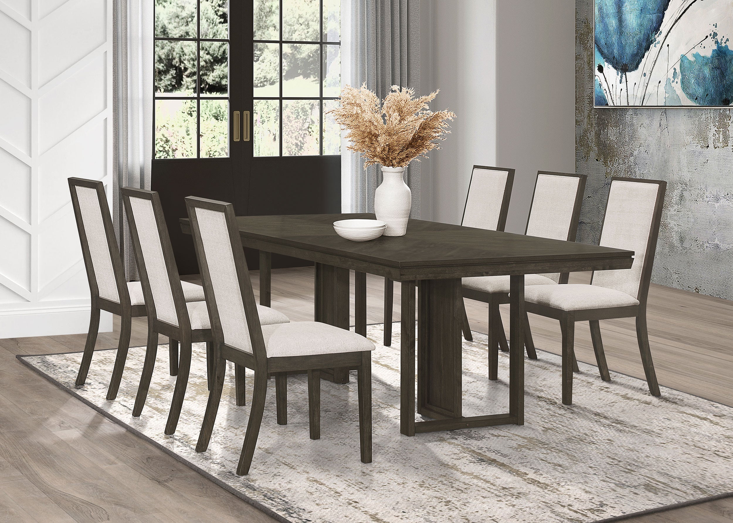 Kelly  Rectangular Dining Table Set Dark Grey