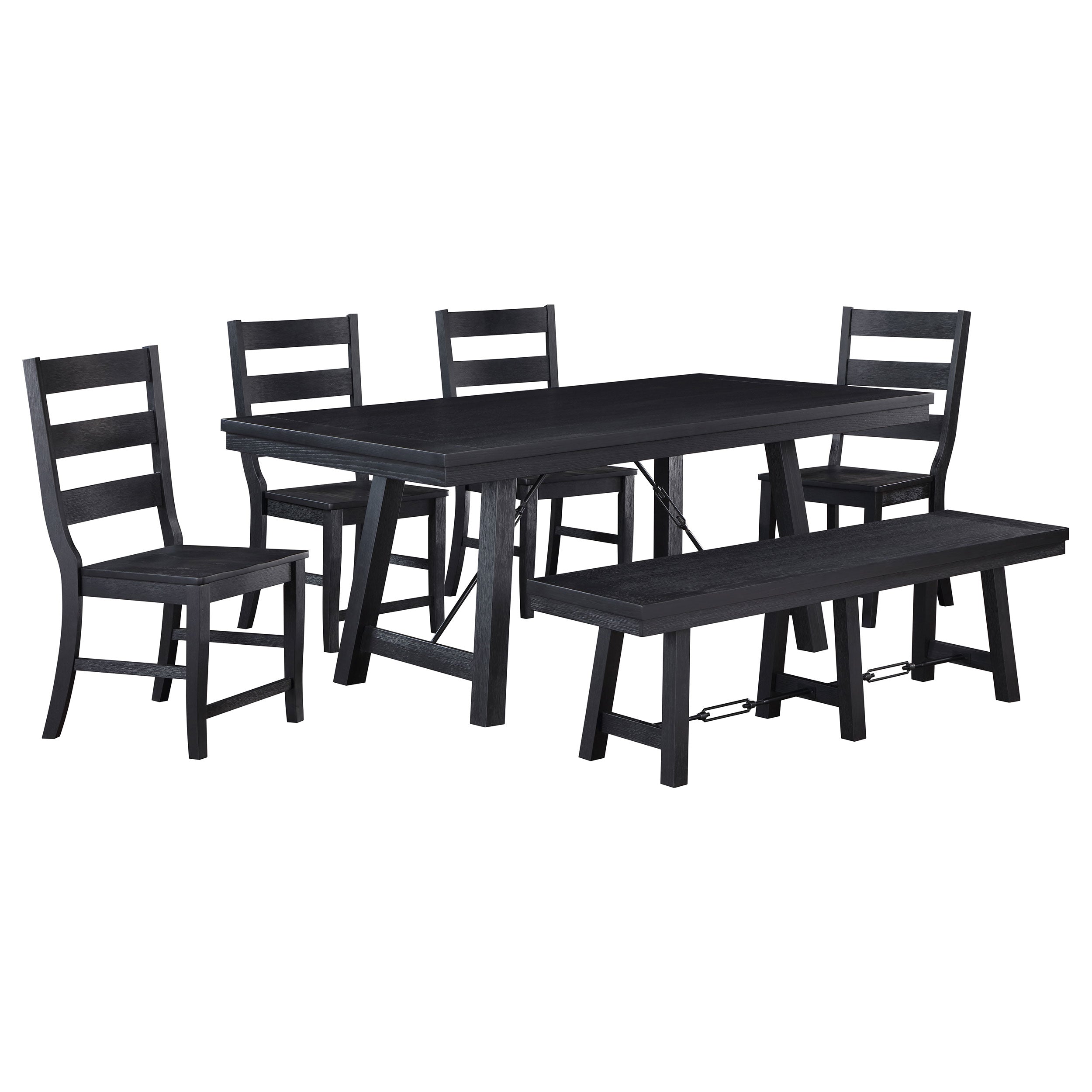 Newport  Rectangular Trestle Dining Table Set Black