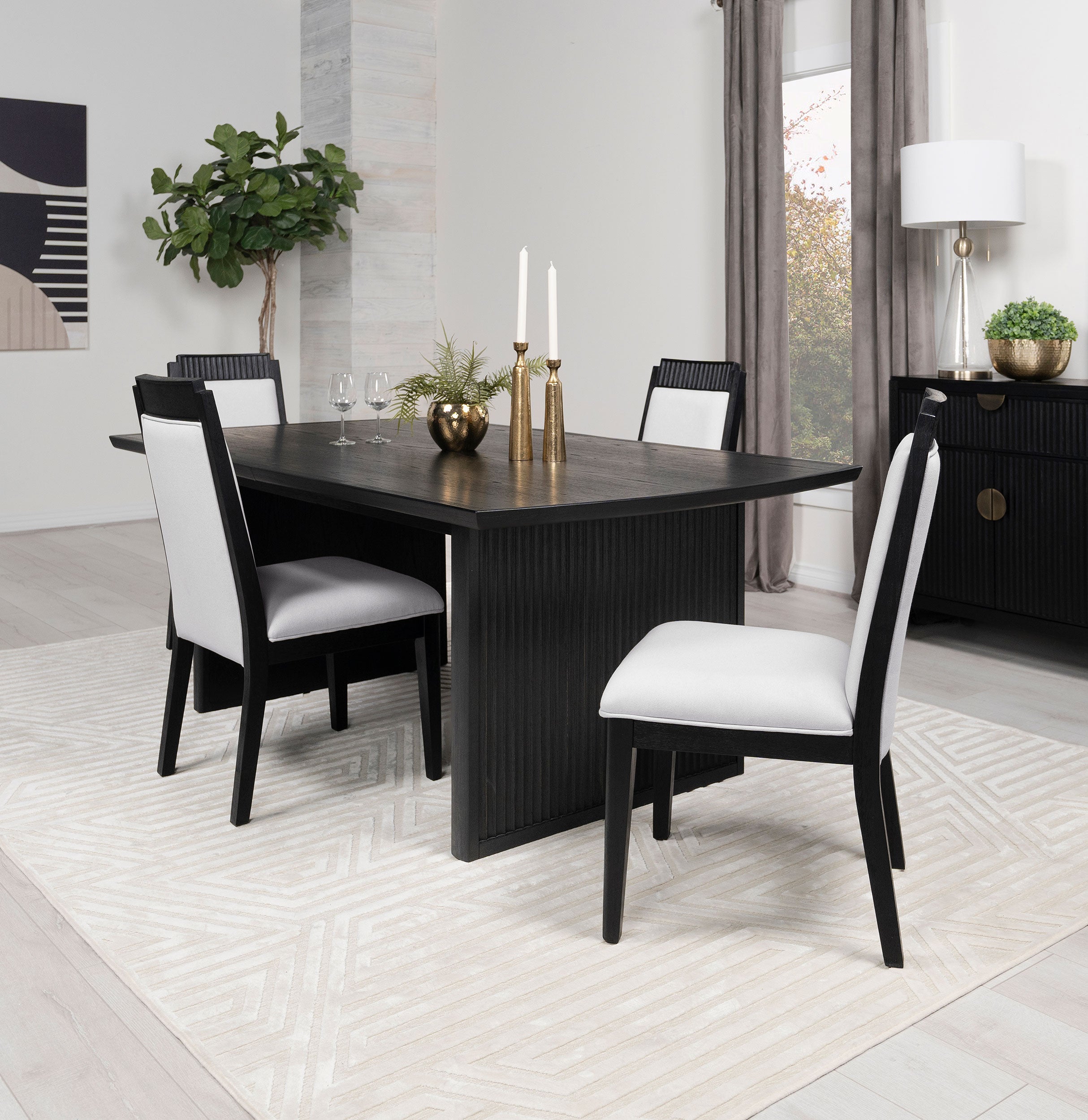 Brookmead  Extension Leaf Dining Table Set Black