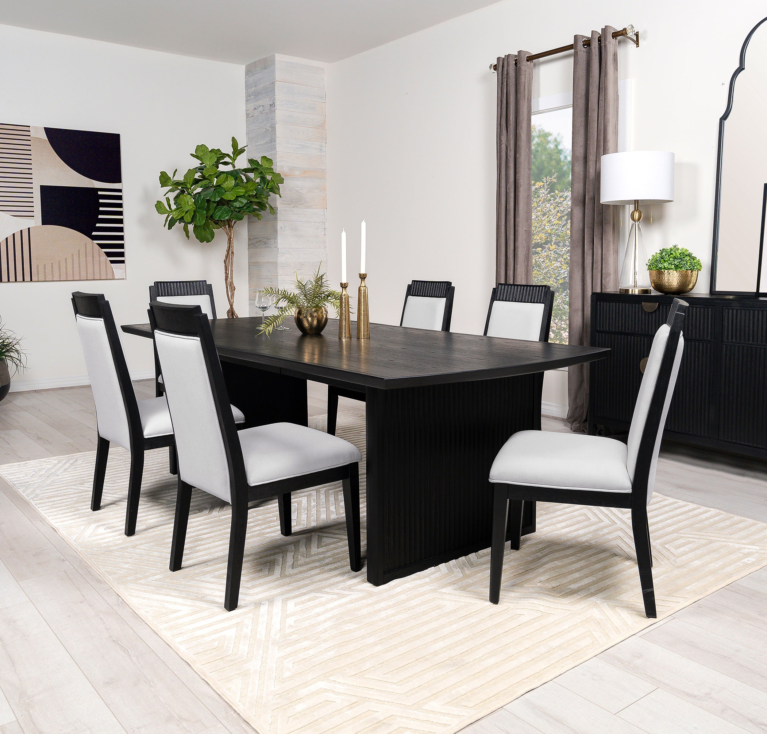 Brookmead  Extension Leaf Dining Table Set Black