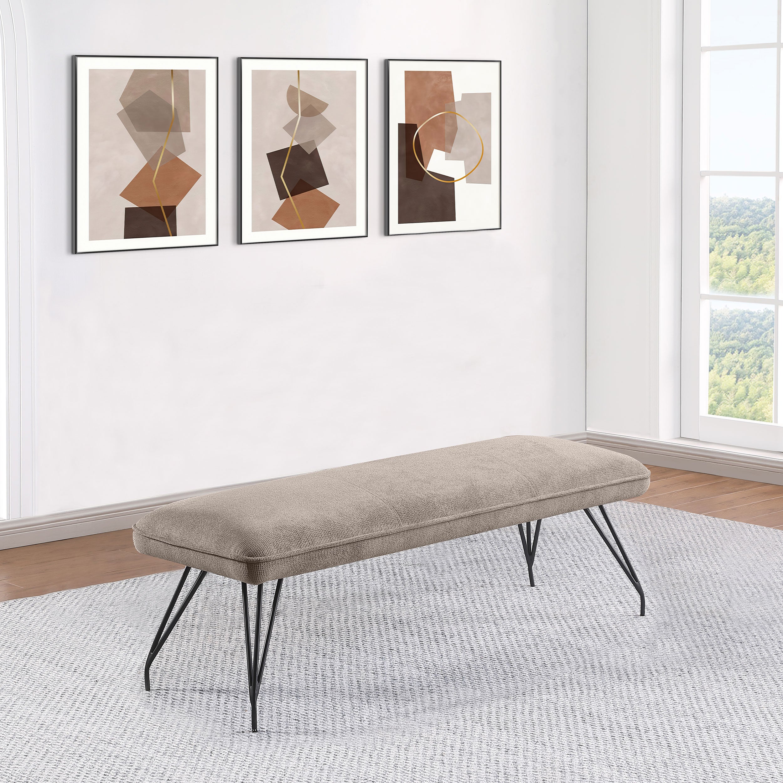 Dodson Fabric Upholstered Dining Bench Grey