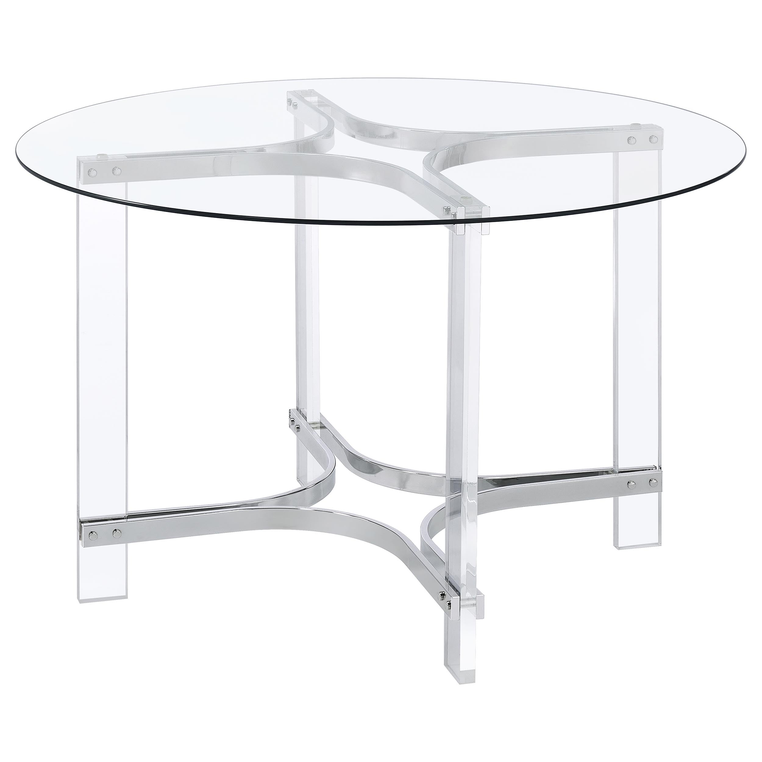 Keeling  Round Glass Top Acrylic Dining Set Chrome