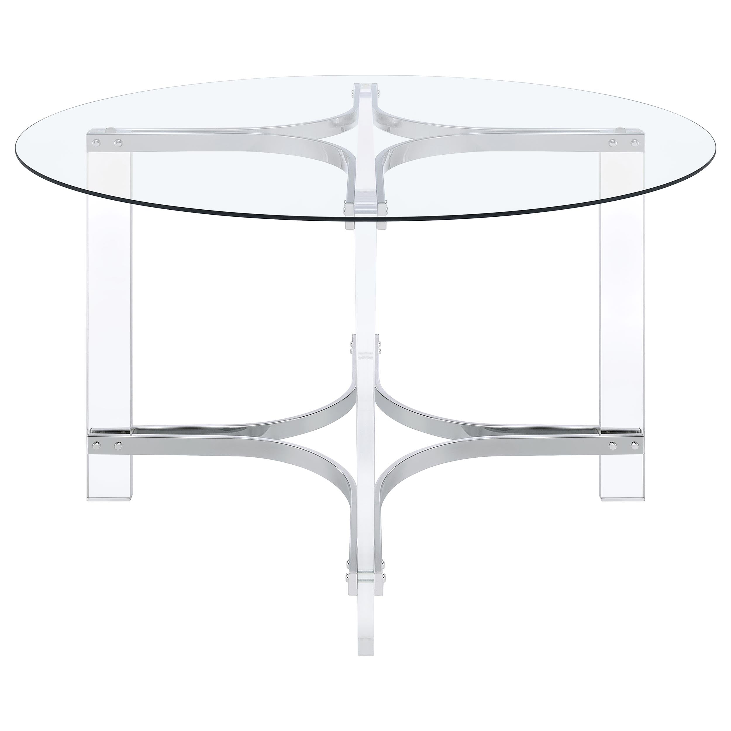 Keeling  Round Glass Top Acrylic Dining Set Chrome