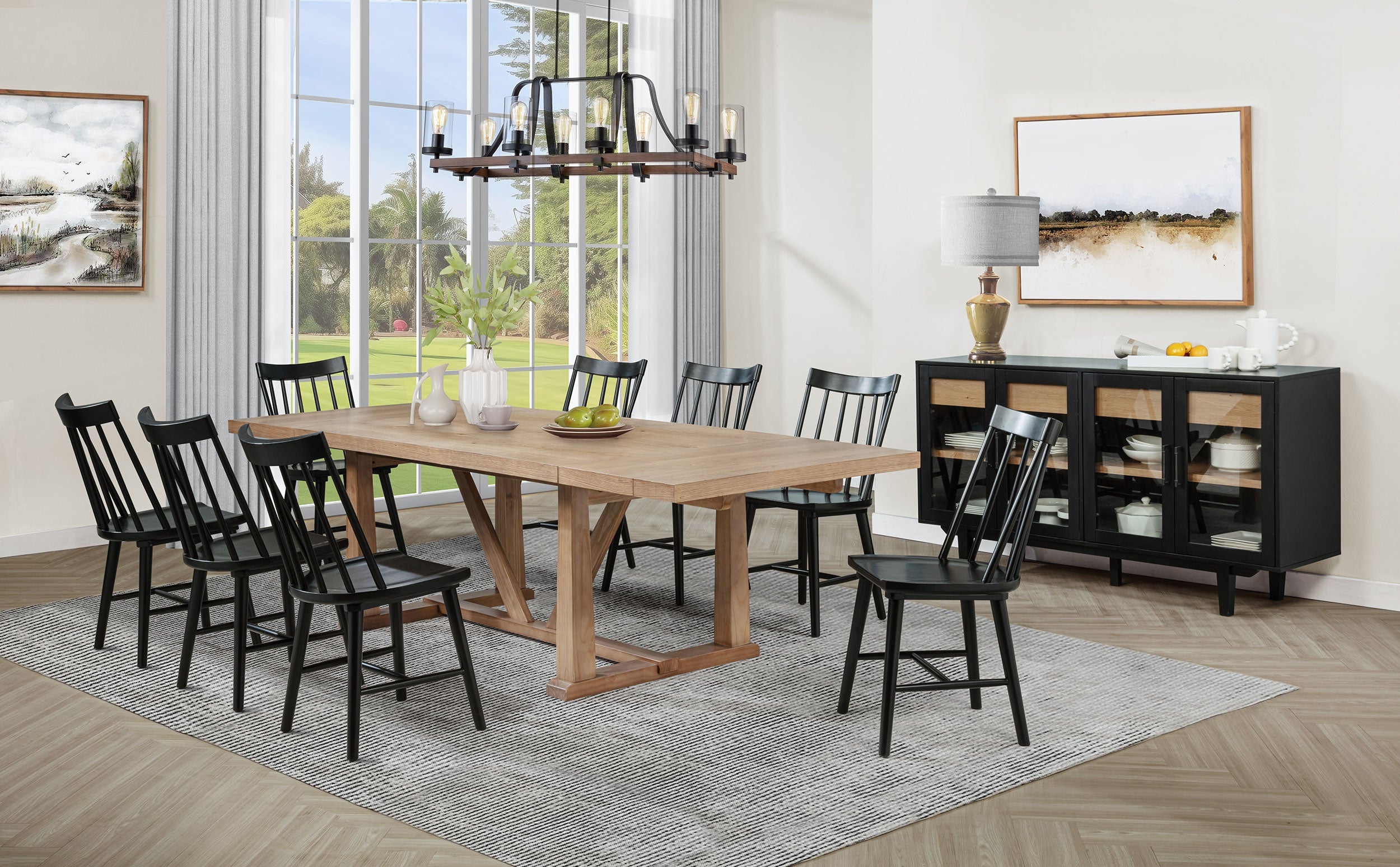 Middleton  Extension Leaf Dining Set Brown and Black