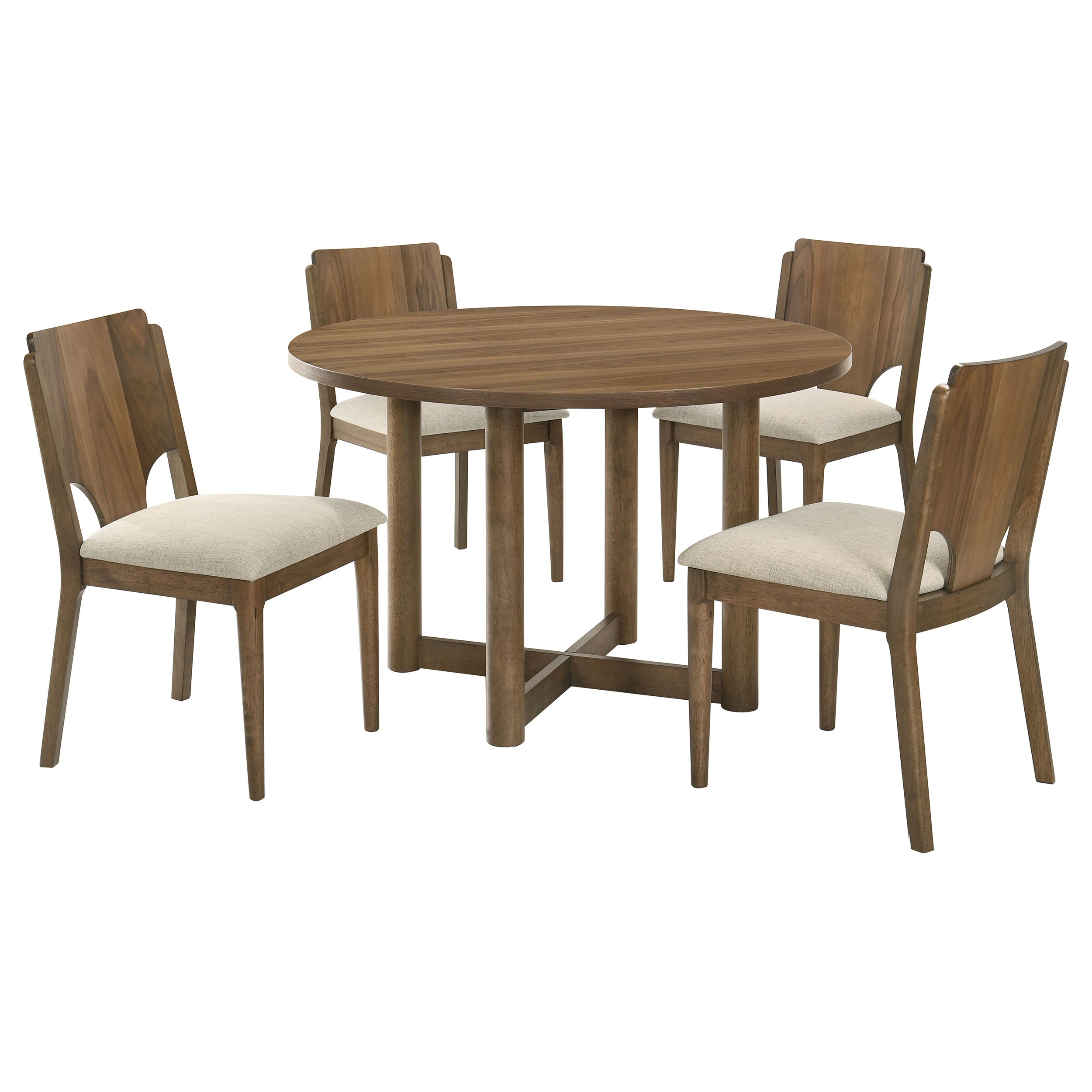 Crestmore  46-inch Round Wood Dining Table Set Walnut