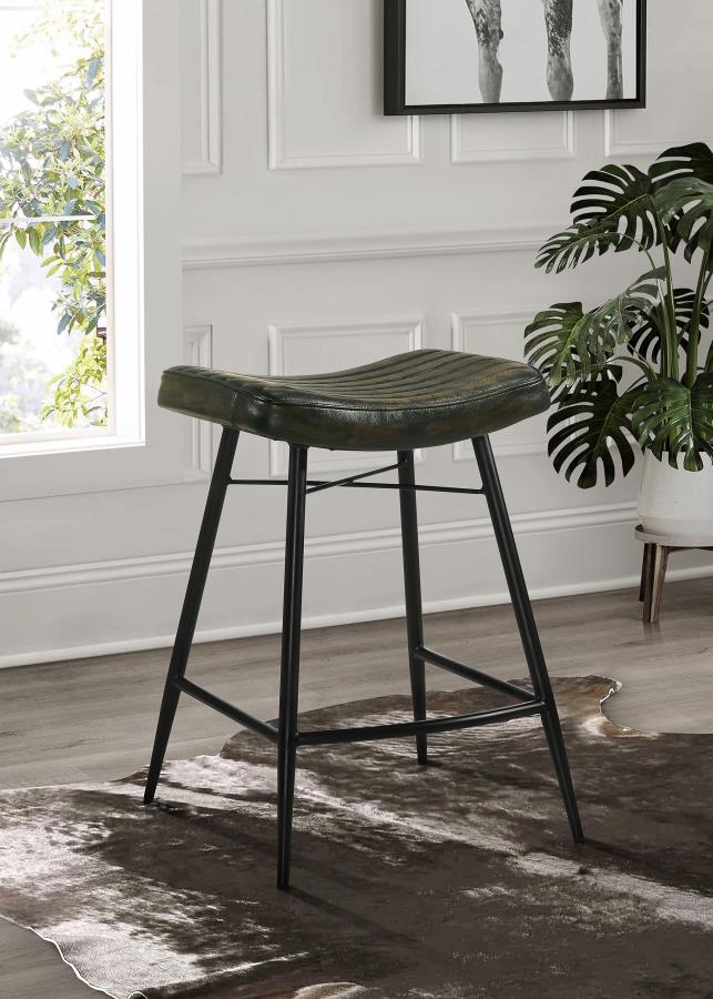 Bayu Leather Upholstered Counter Stool (Set of 2)