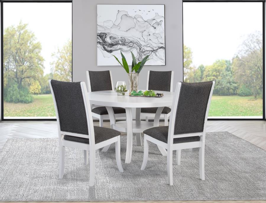 Judd 54-inch Round Wood Dining Table Set Pearl