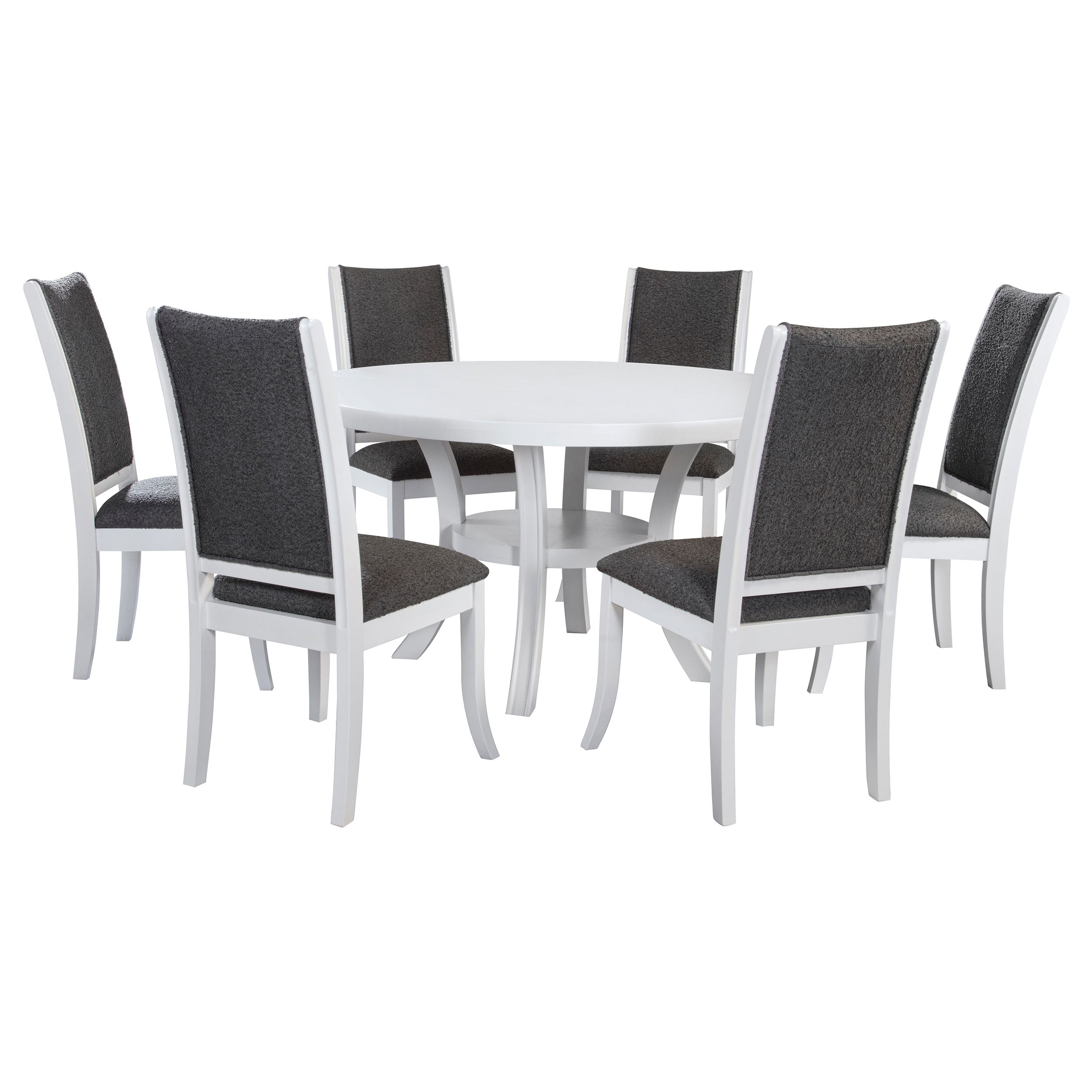 Judd  54-inch Round Wood Dining Table Set Pearl White