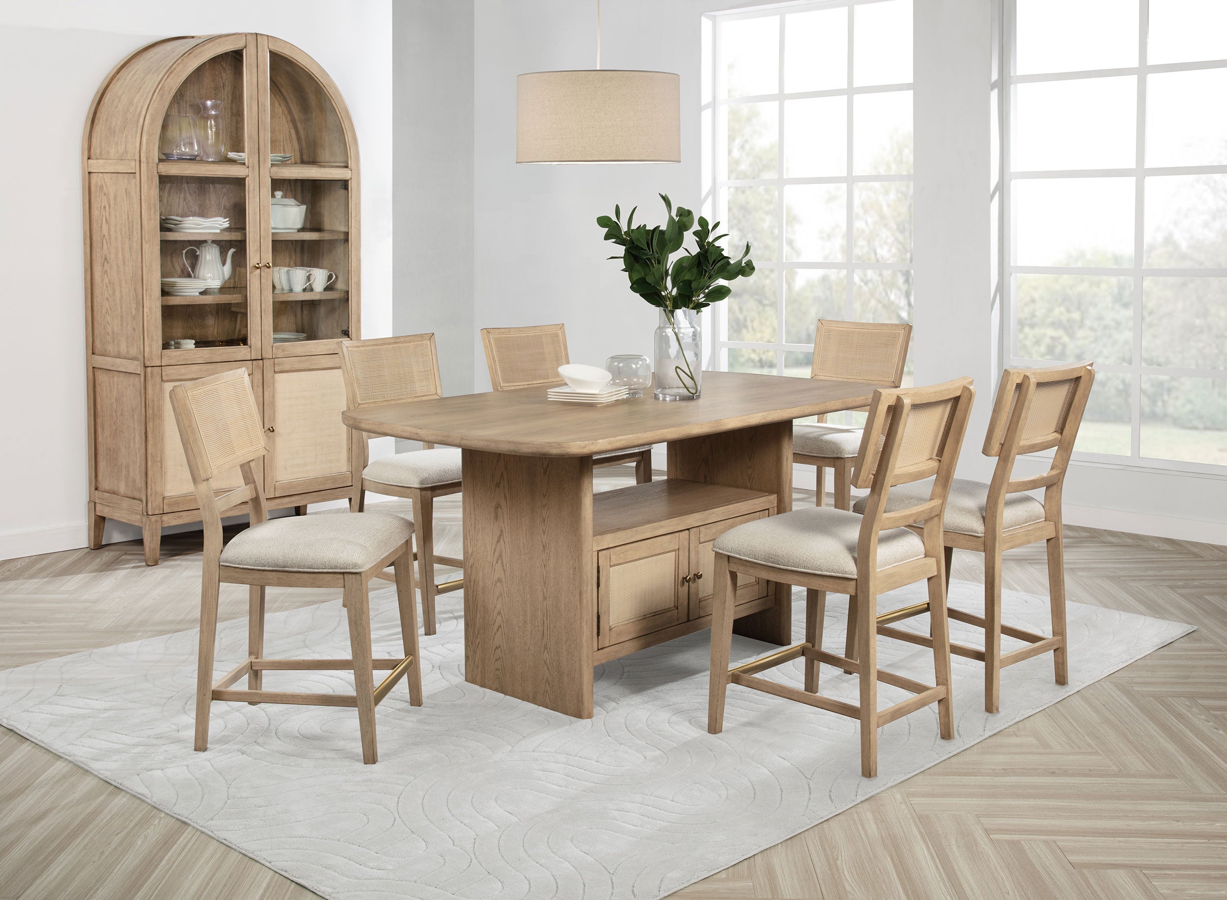 Kailani  Wood Counter Height Dining Set Beige Oak