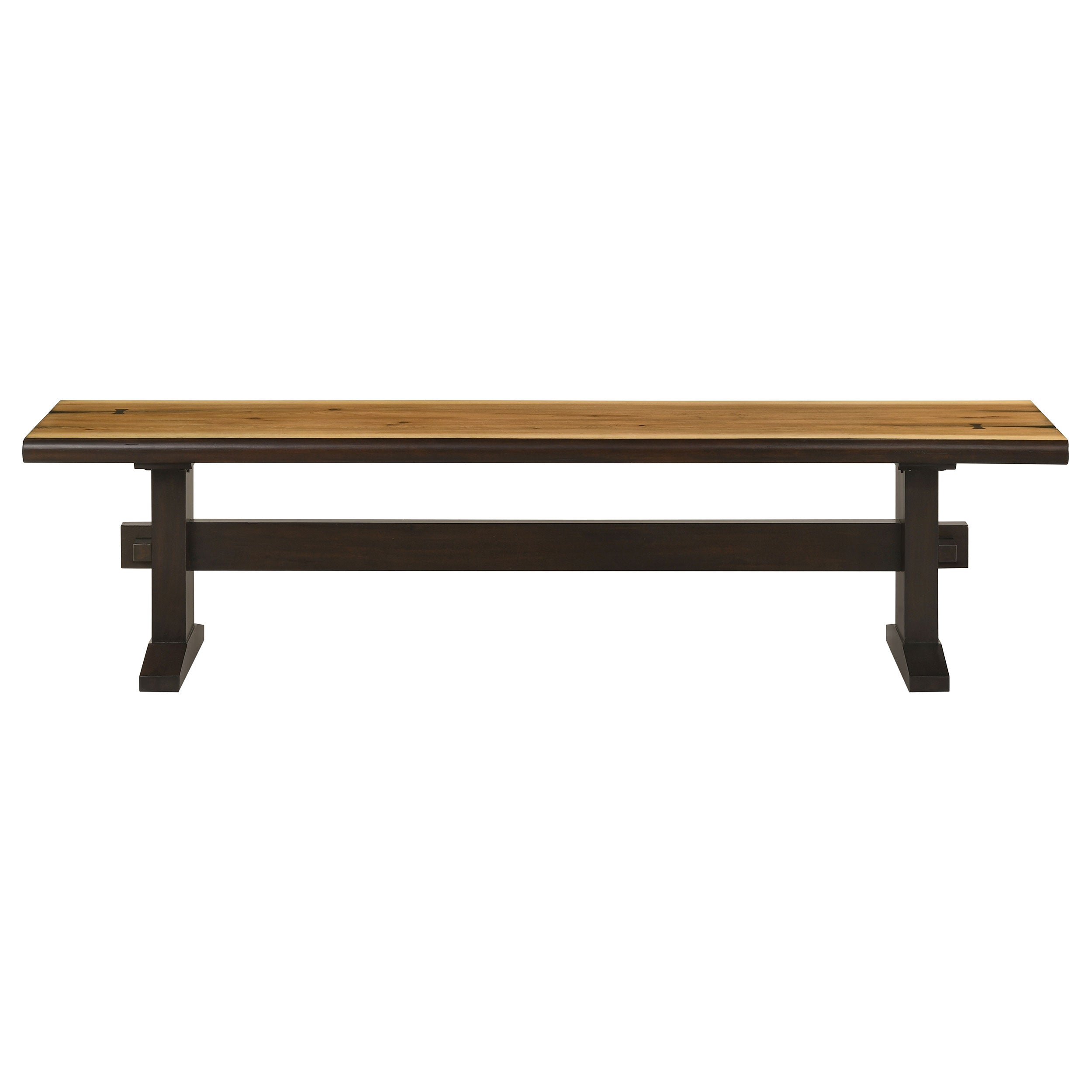 Bexley Wood Dining Bench Natural Honey and Smokey Black
