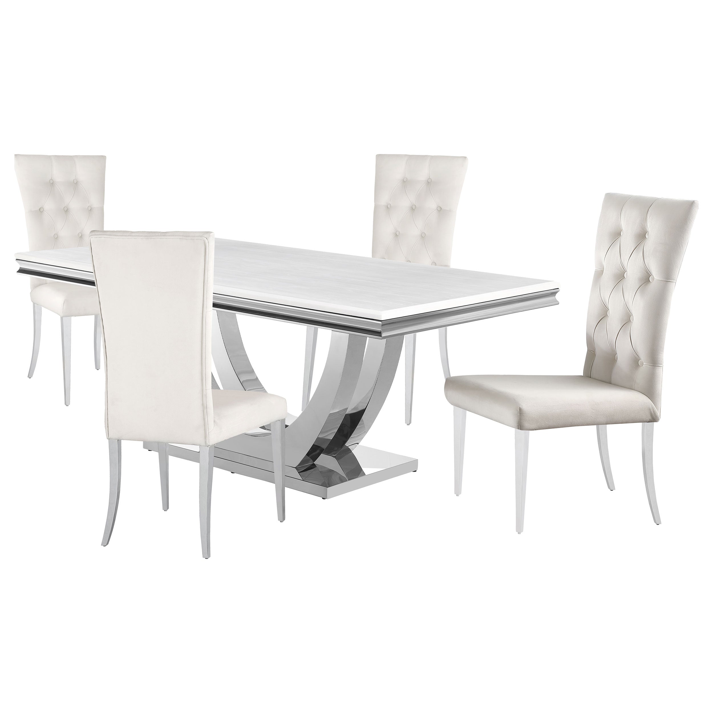 Kerwin  Rectangular Dining Table Set Grey and Chrome