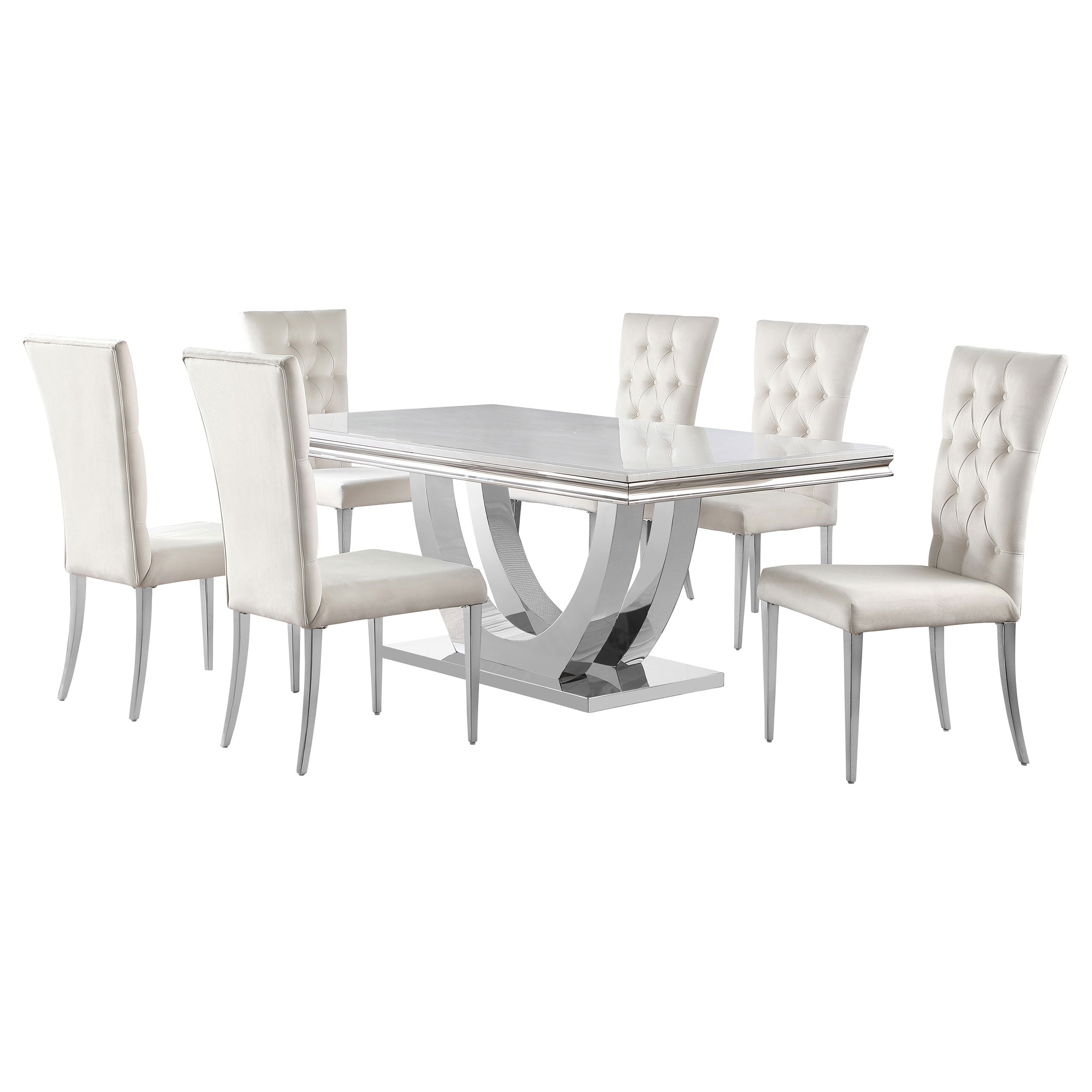 Kerwin  Rectangular Dining Table Set Grey and Chrome