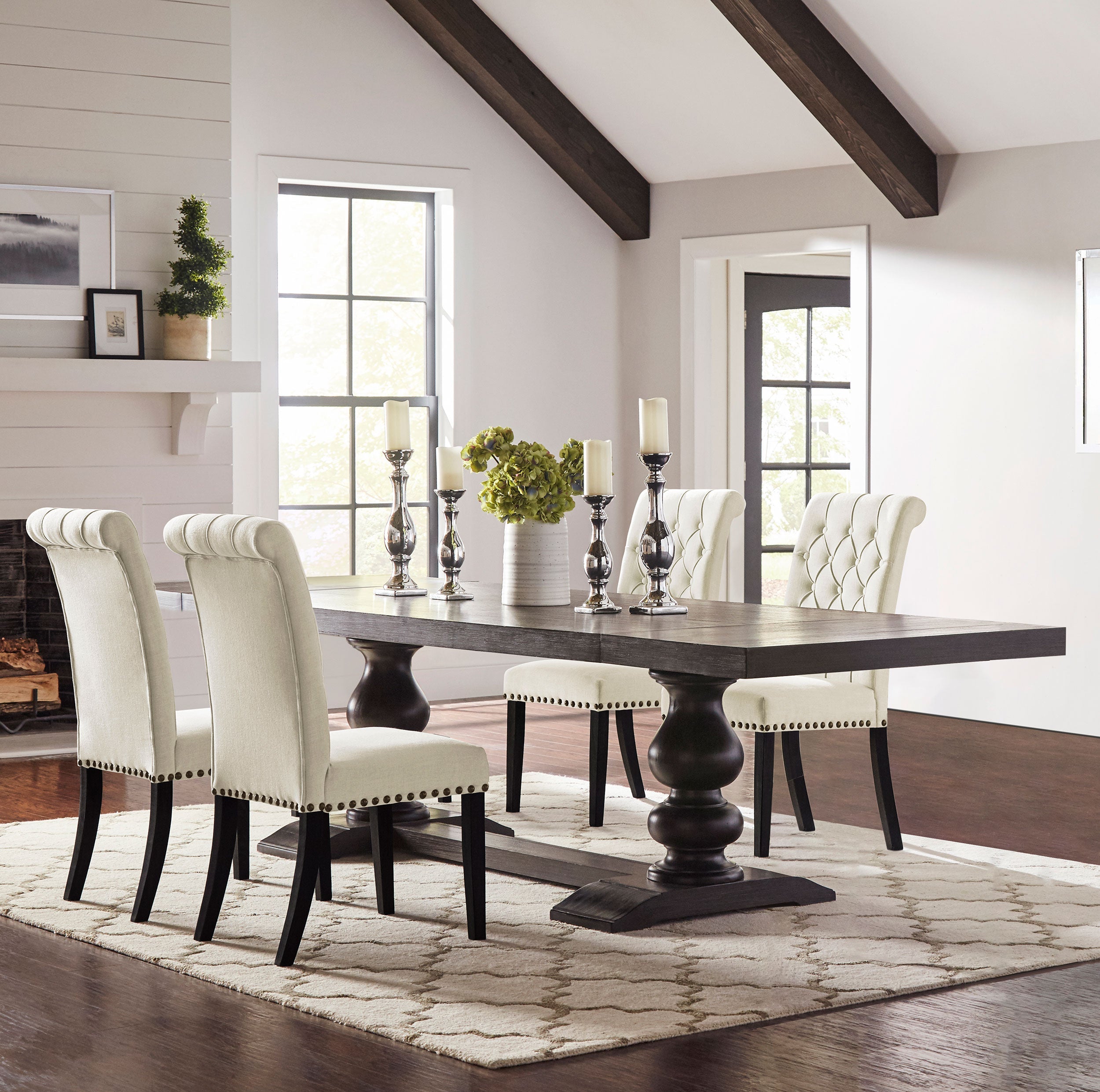 Phelps  Rectangular Dining Table Set Distressed Noir