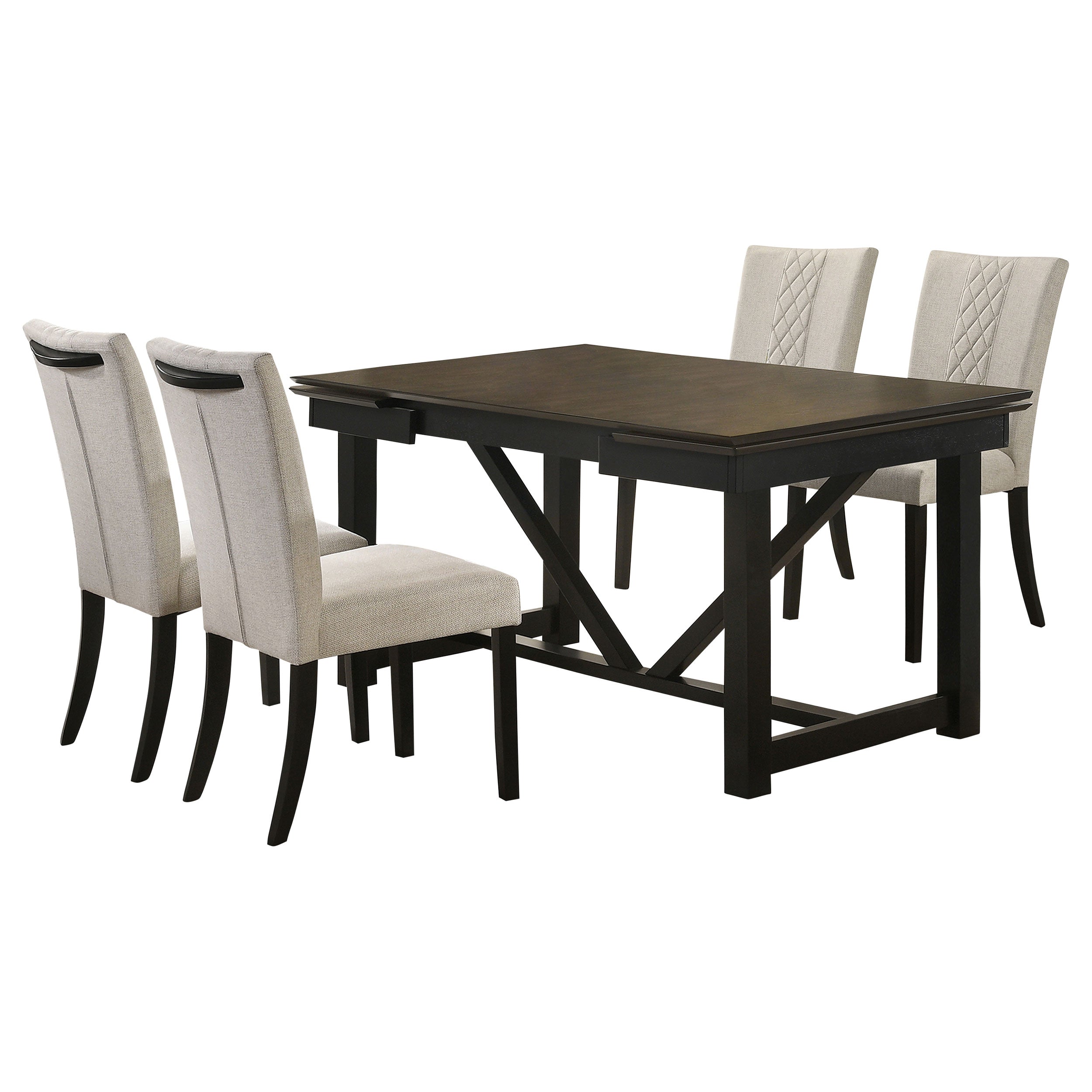 Malia  Refractory Extension Leaf Dining Table Set Oak