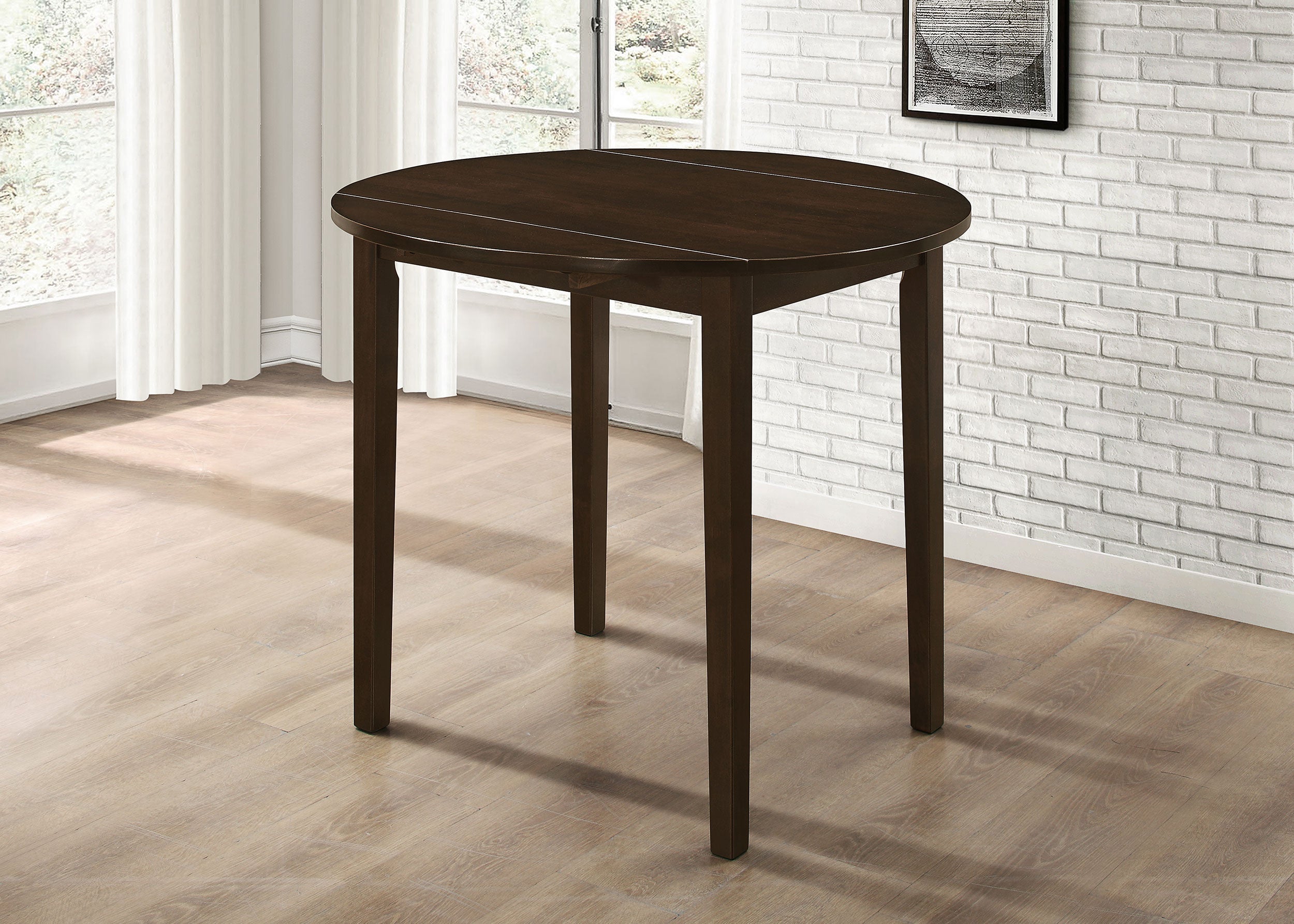 Bucknell  Round Drop Leaf Dining Table Set Cappuccino