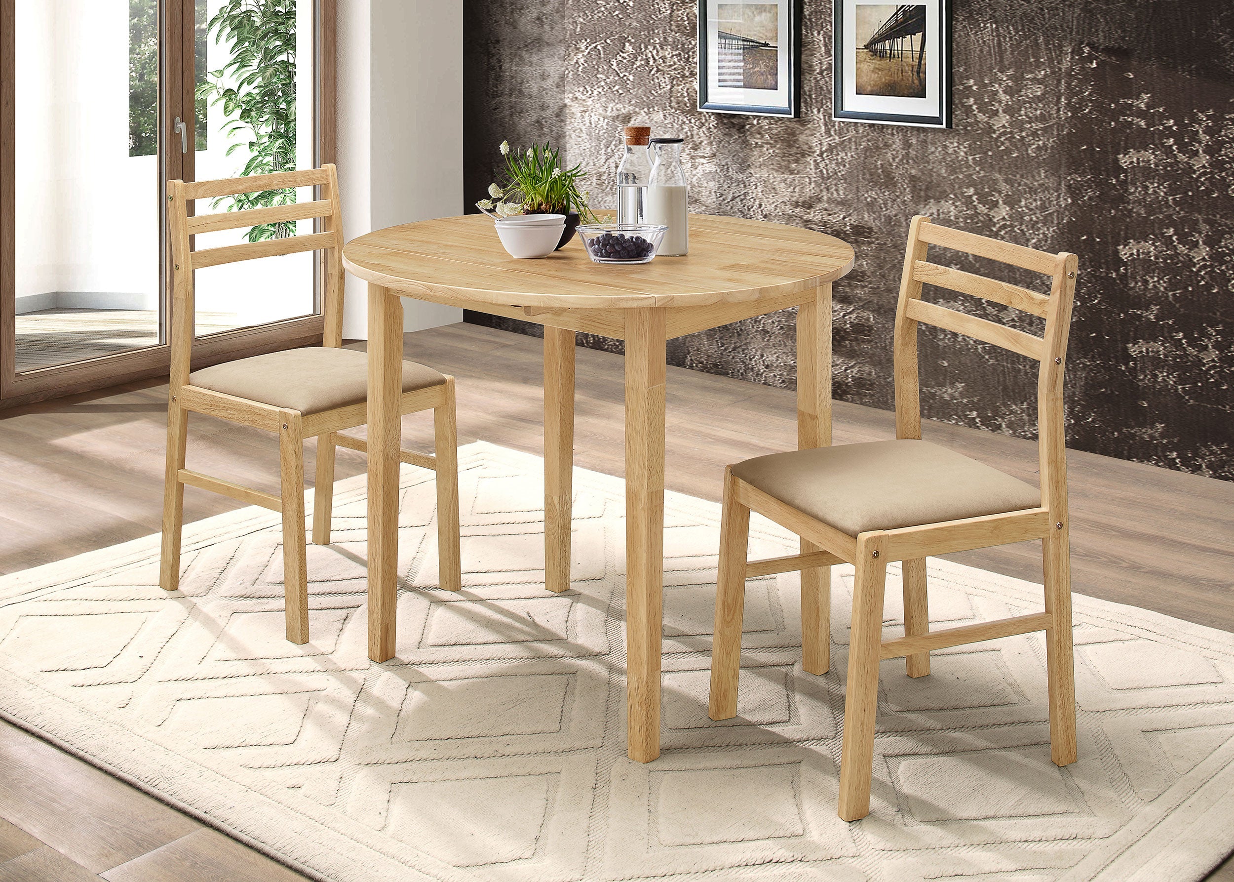 Bucknell  Round Drop Leaf Dining Table Set Cappuccino