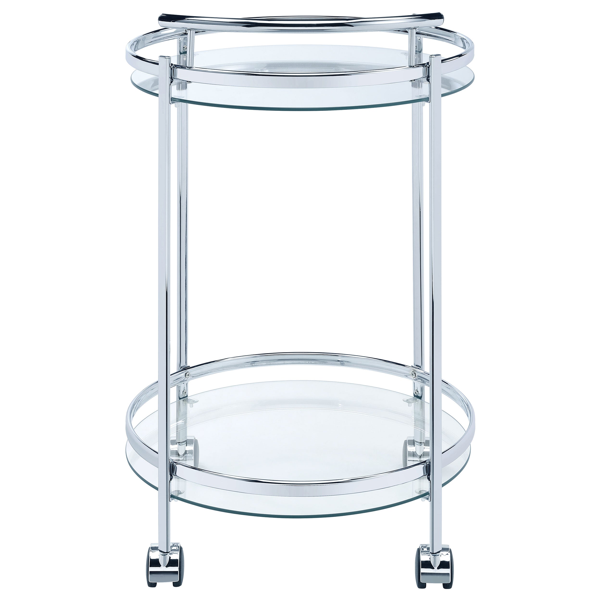 Chrissy 2-tier Round Glass Shelf Metal Bar Cart Brass