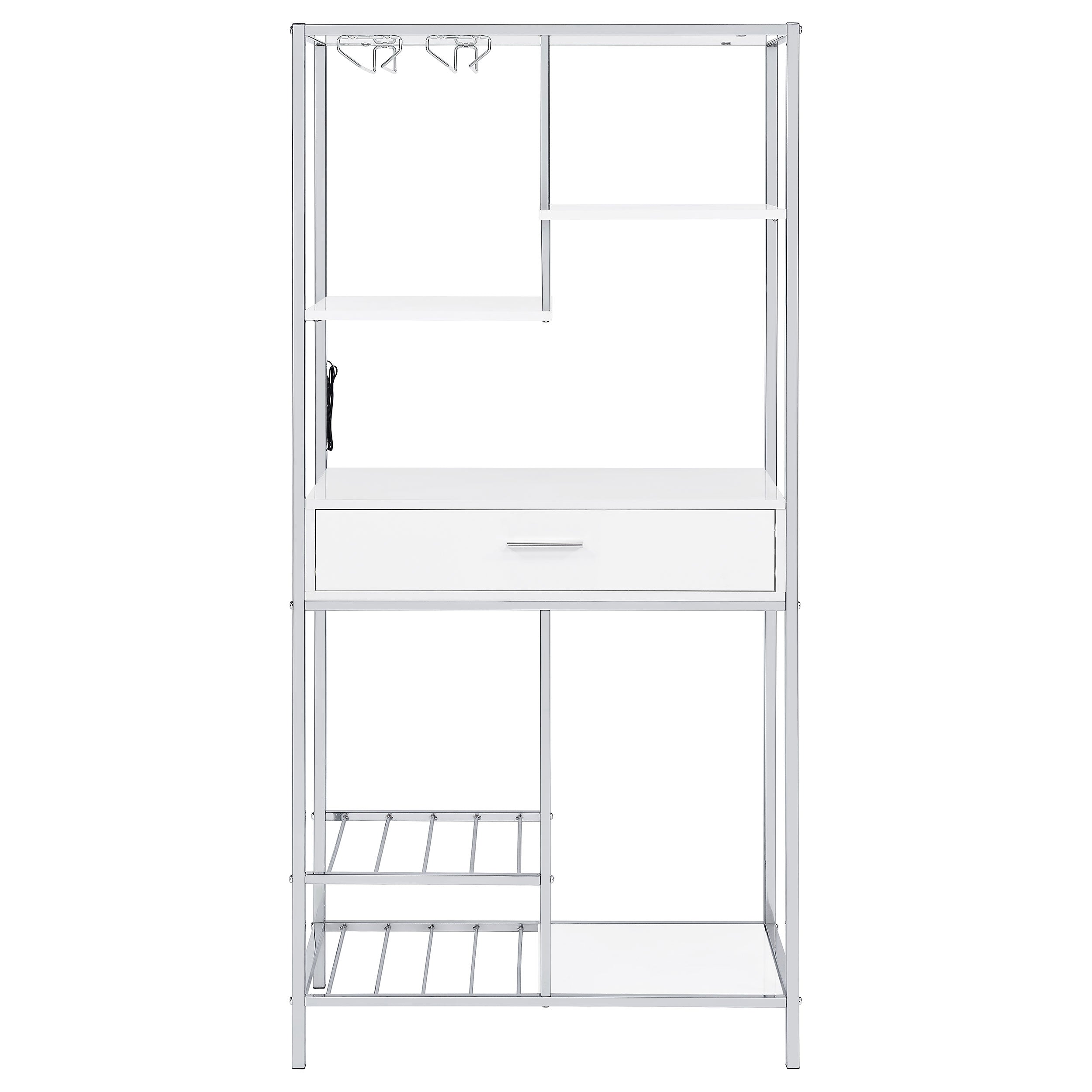 Figueroa 5-shelf LED Wine Storage Bar Cabinet White High Gloss