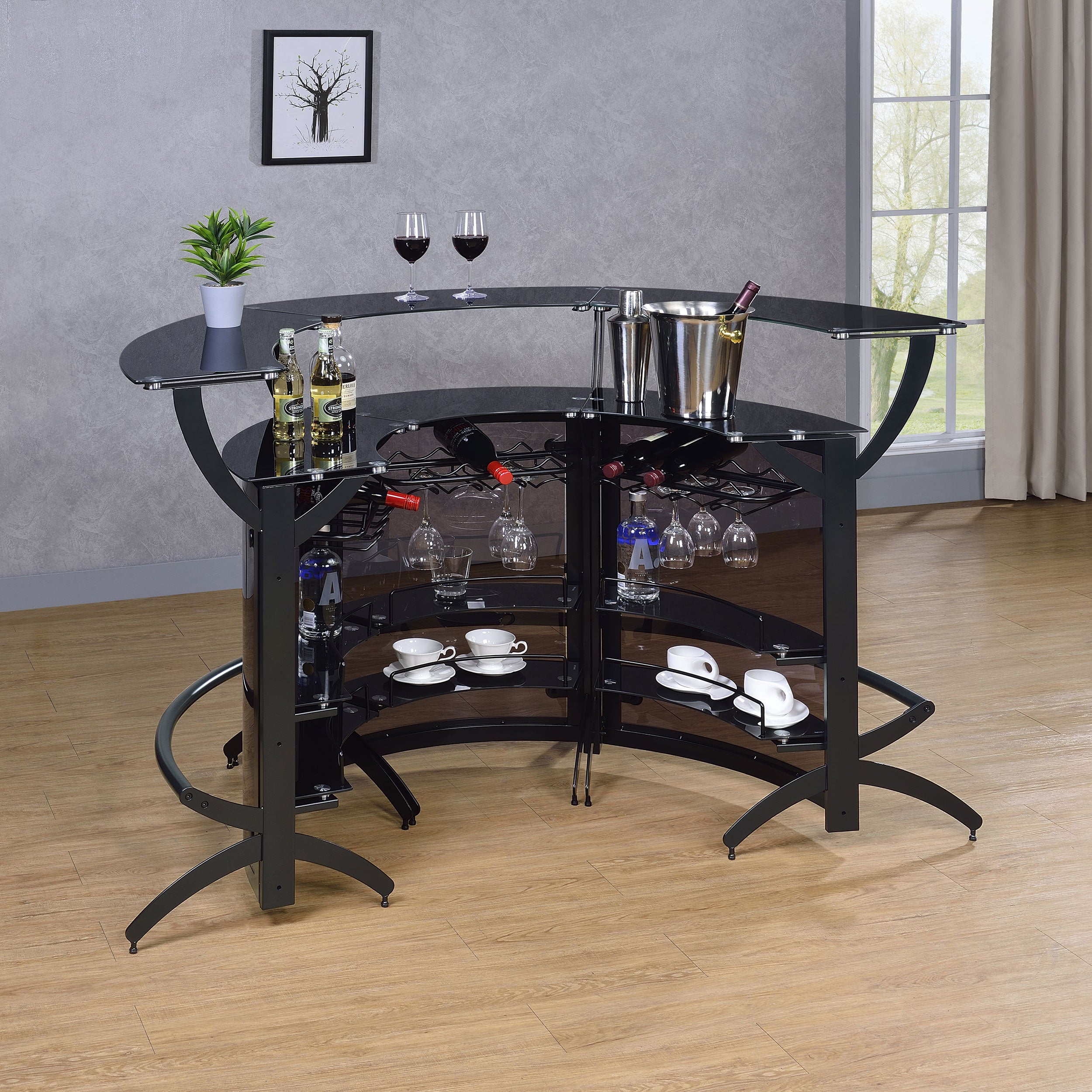 Dallas Curved Freestanding Home Bar Cabinet