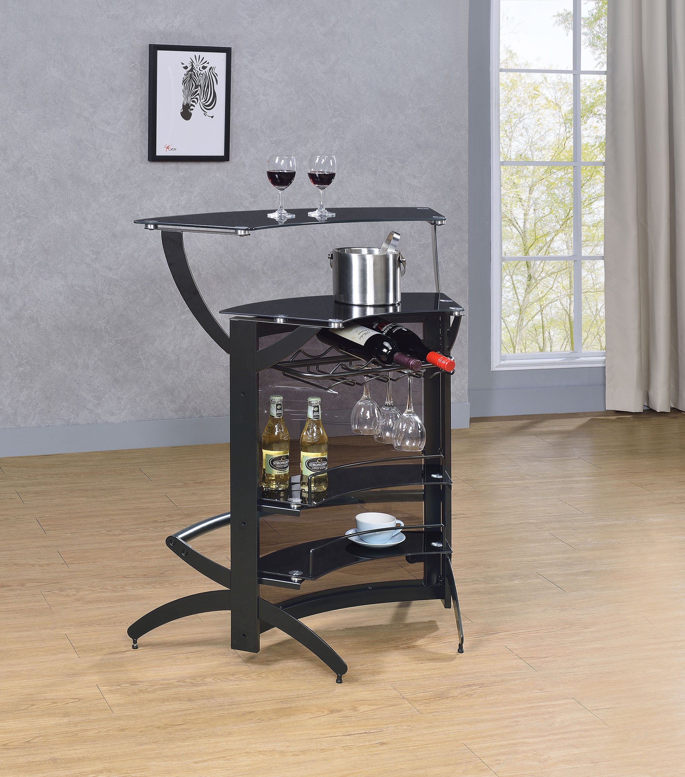 Dallas Curved Freestanding Home Bar Cabinet