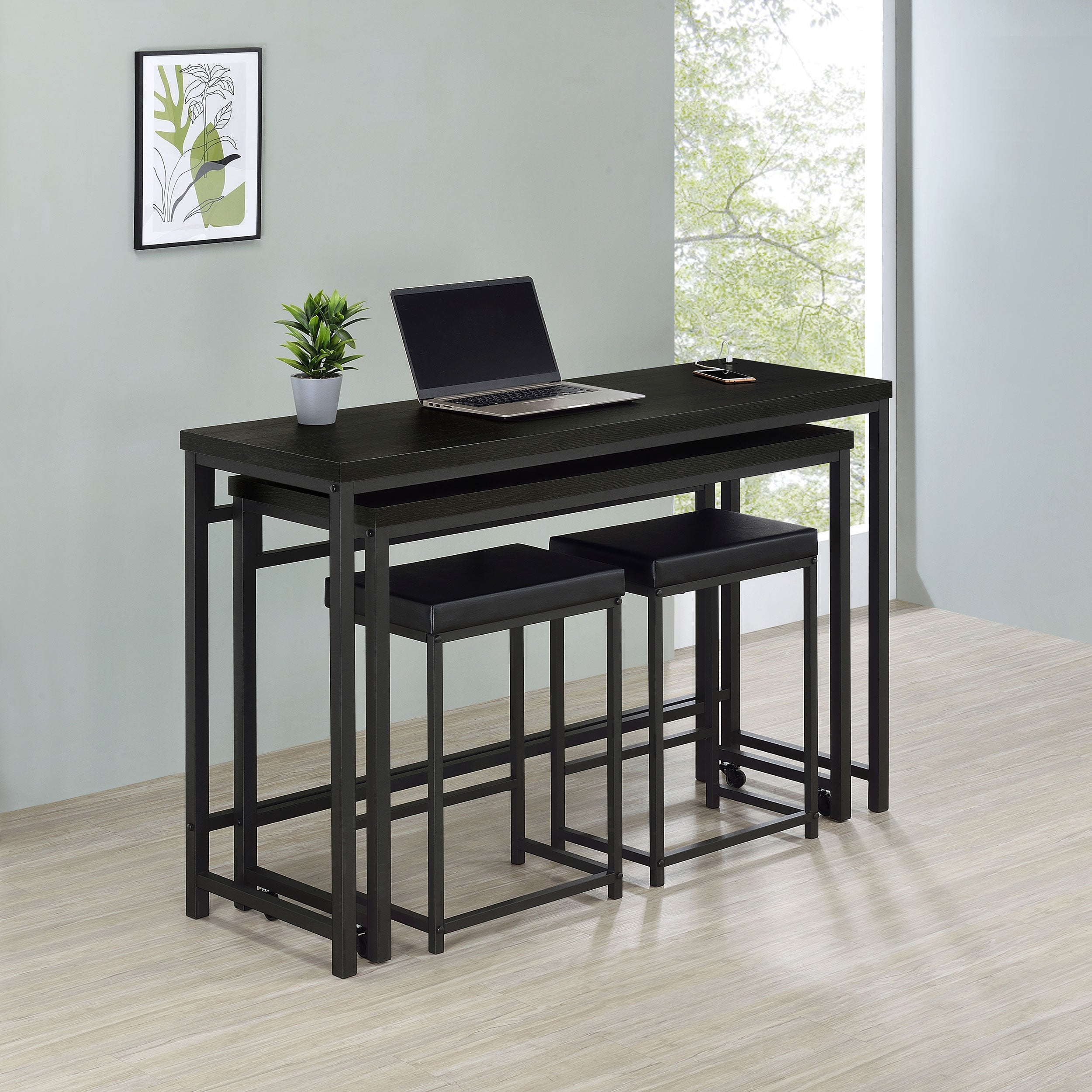 Hawes  Multipurpose Counter Height Table Set Black