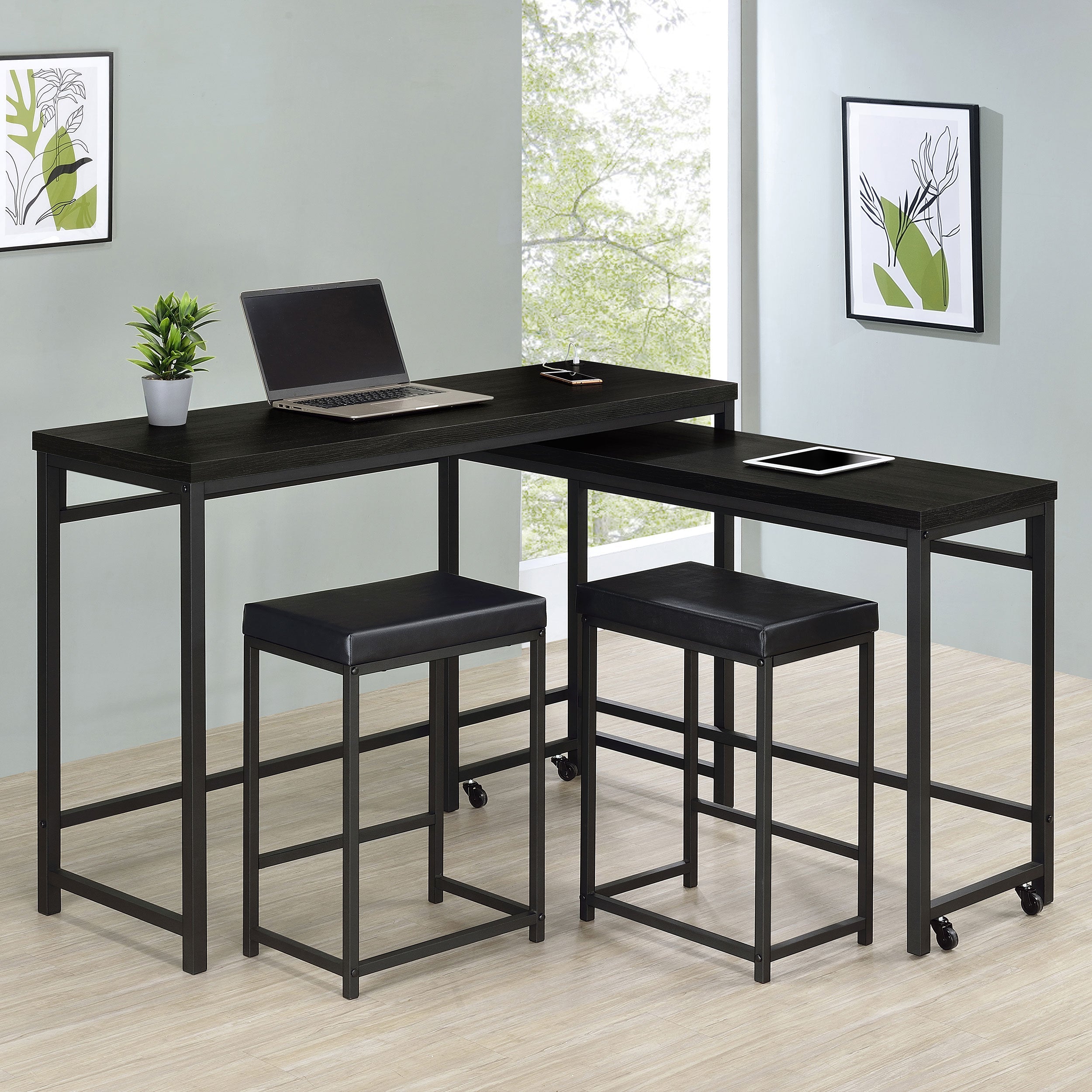 Hawes  Multipurpose Counter Height Table Set Black
