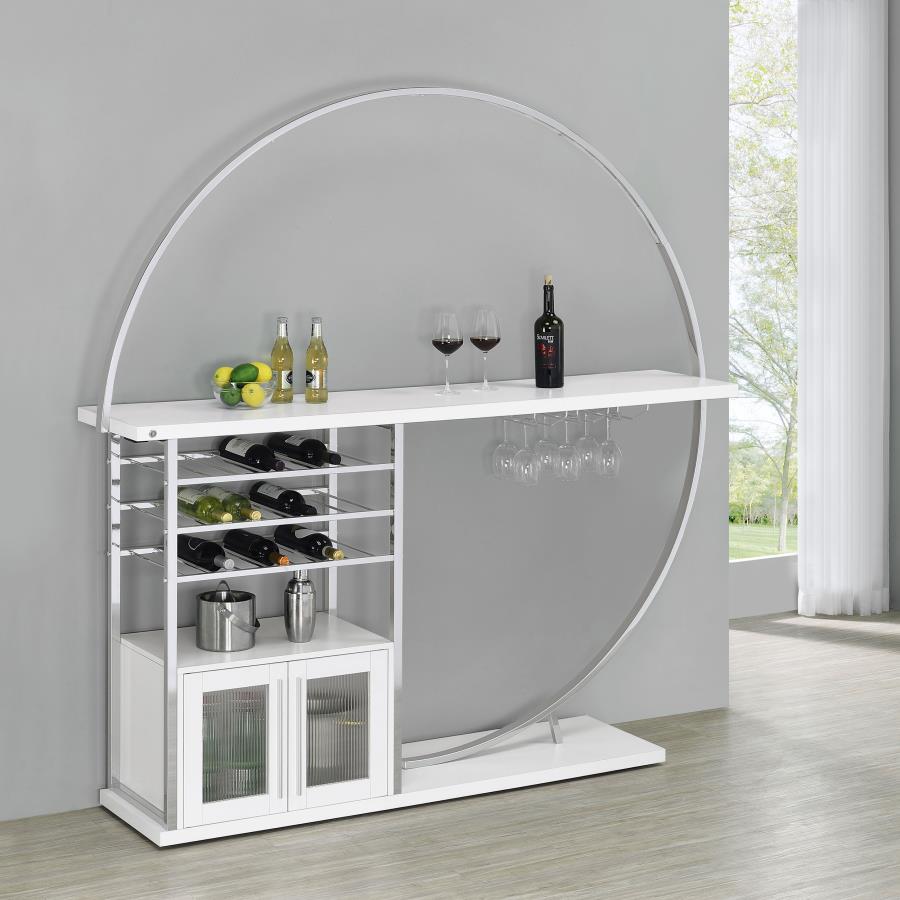 Risley 2-door Circular LED Wine Cabinet High Gloss