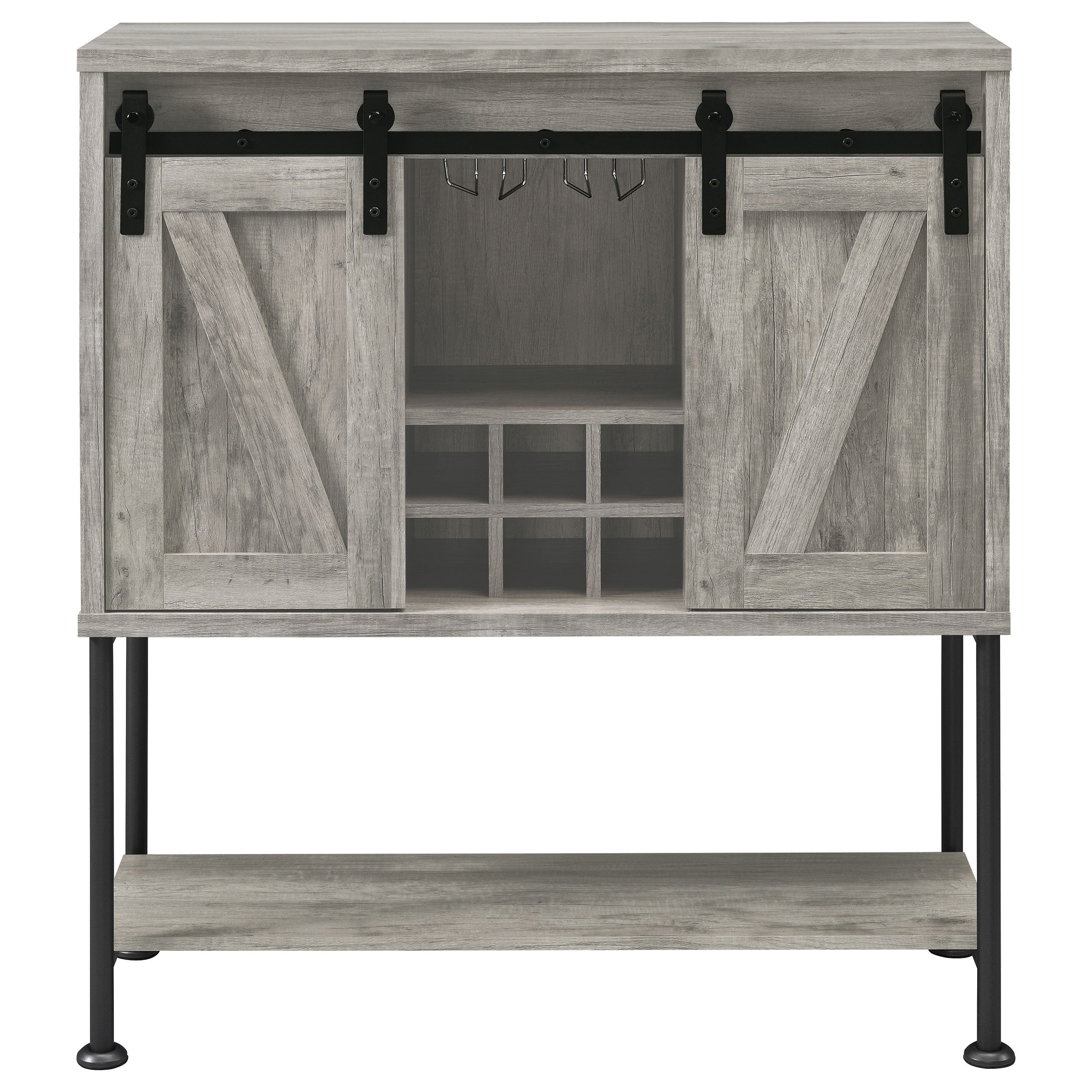Claremont Sliding Door Home Bar Wine Cabinet Grey Driftwood