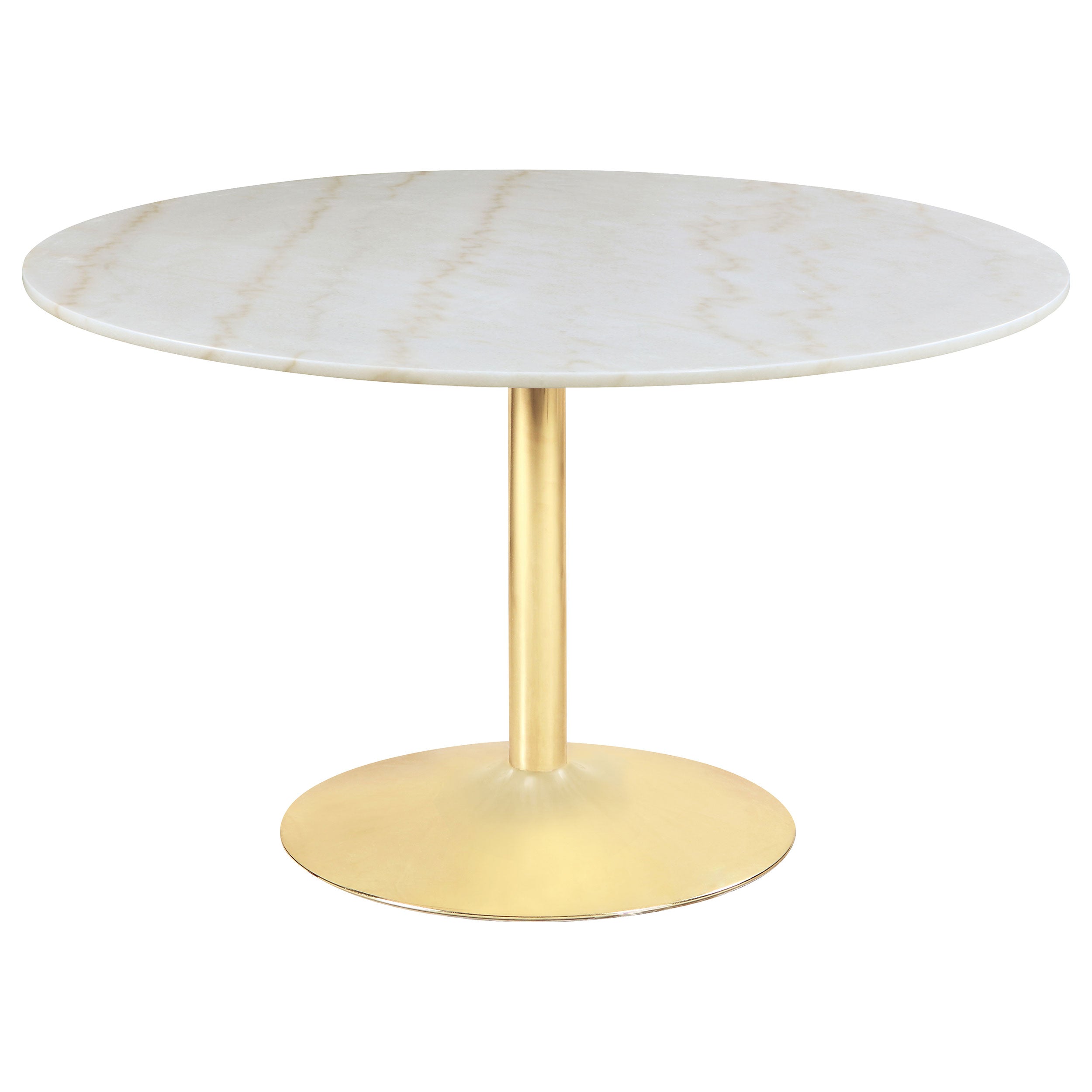 Kella  Round Marble Top Dining Set White and Gold