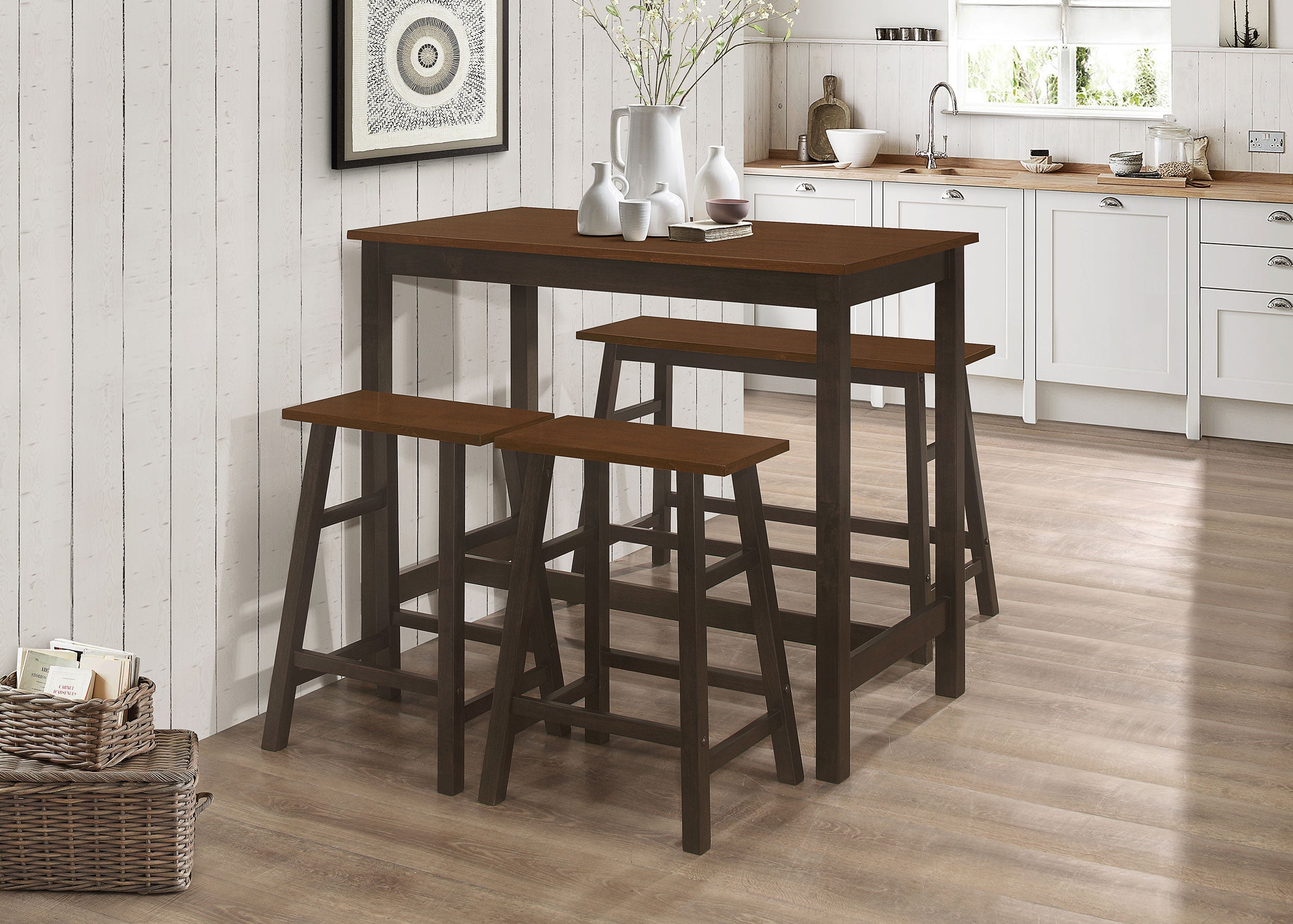 Connie  Counter Height Set Chestnut and Dark Brown