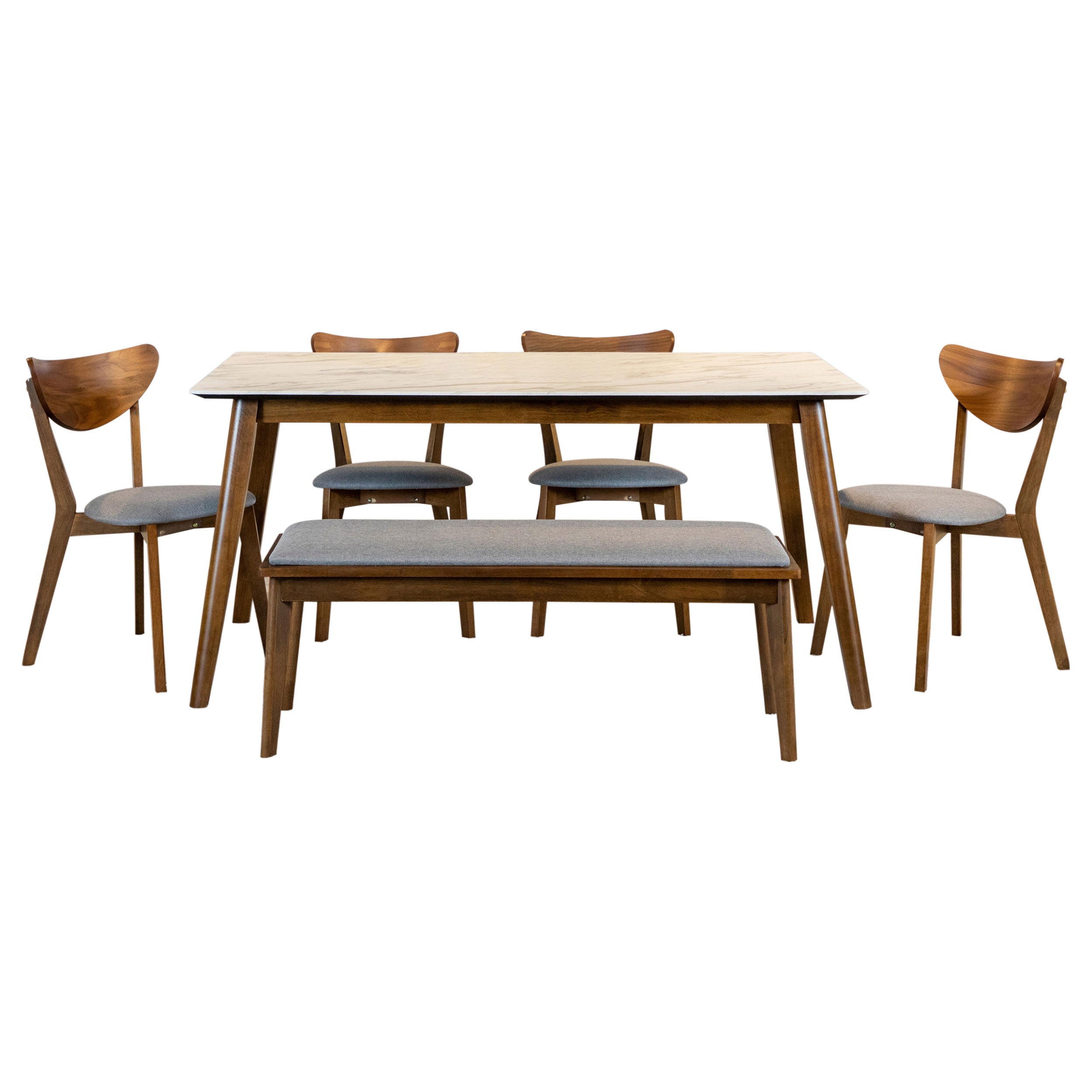 Everett  Rectangular Dining Table Set Natural Walnut