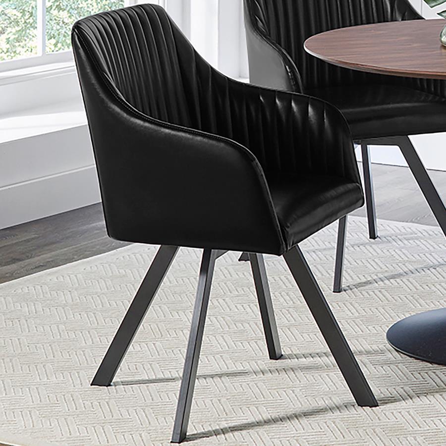 Arika Velvet Upholstered Swivel Dining Arm Chair