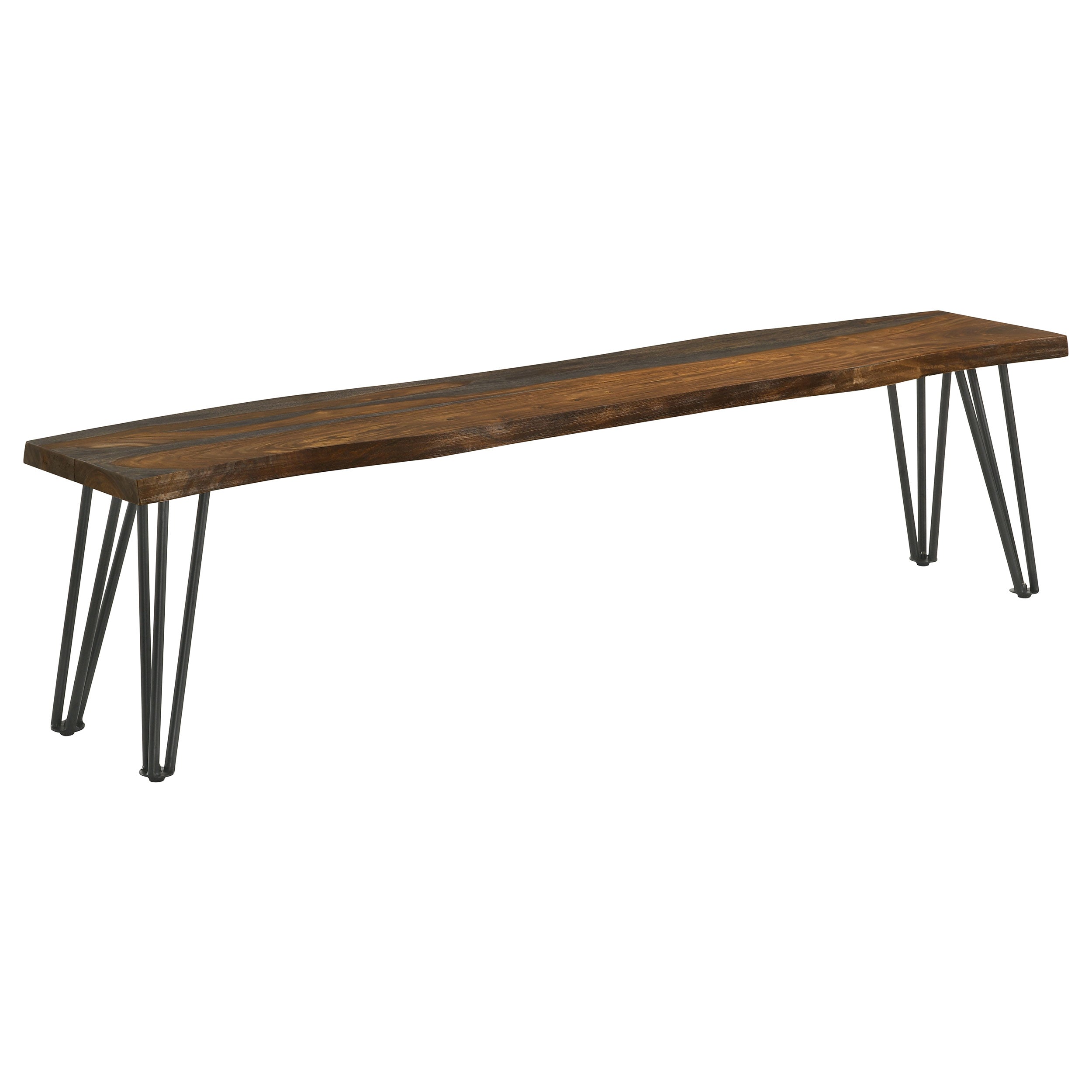 Neve Live Edge Wood Dining Bench Hairpin Legs Grey Sheesham