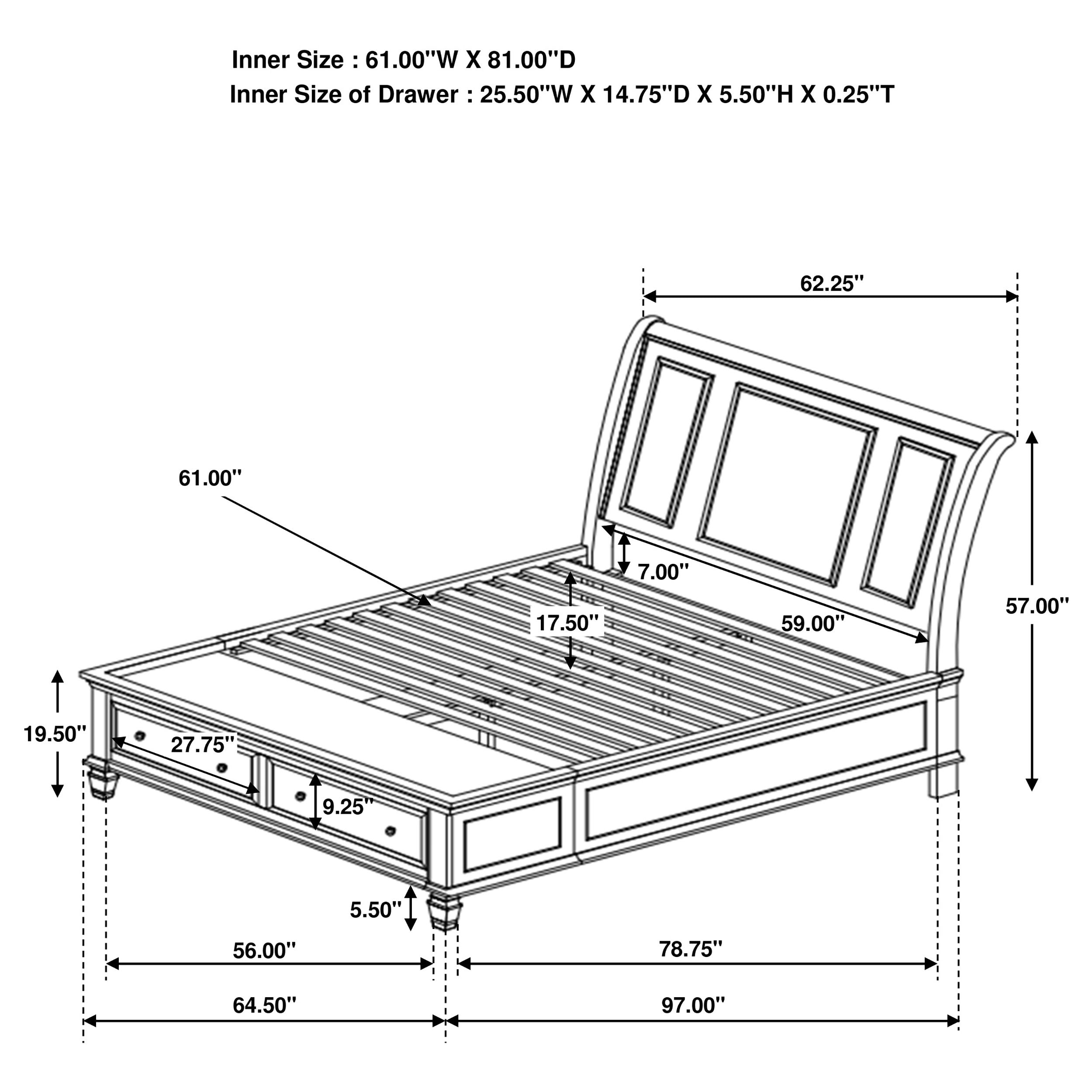 Sandy Beach 63-inch California King Panel Bed Cream White
