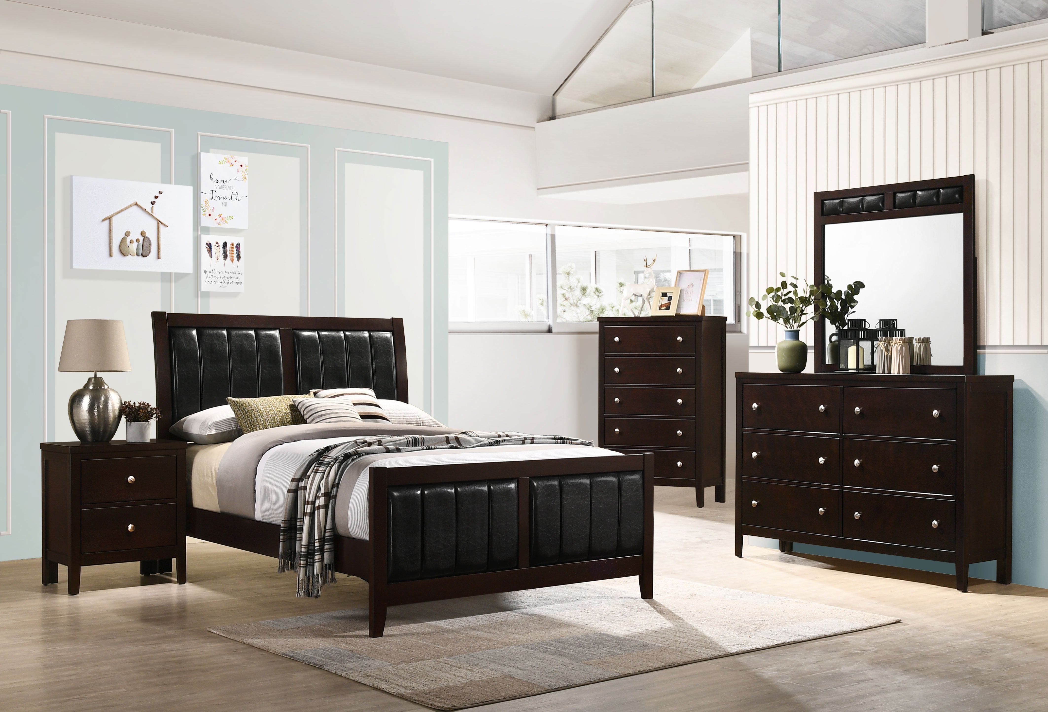 Carlton Wood California King Panel Bed Cappuccino