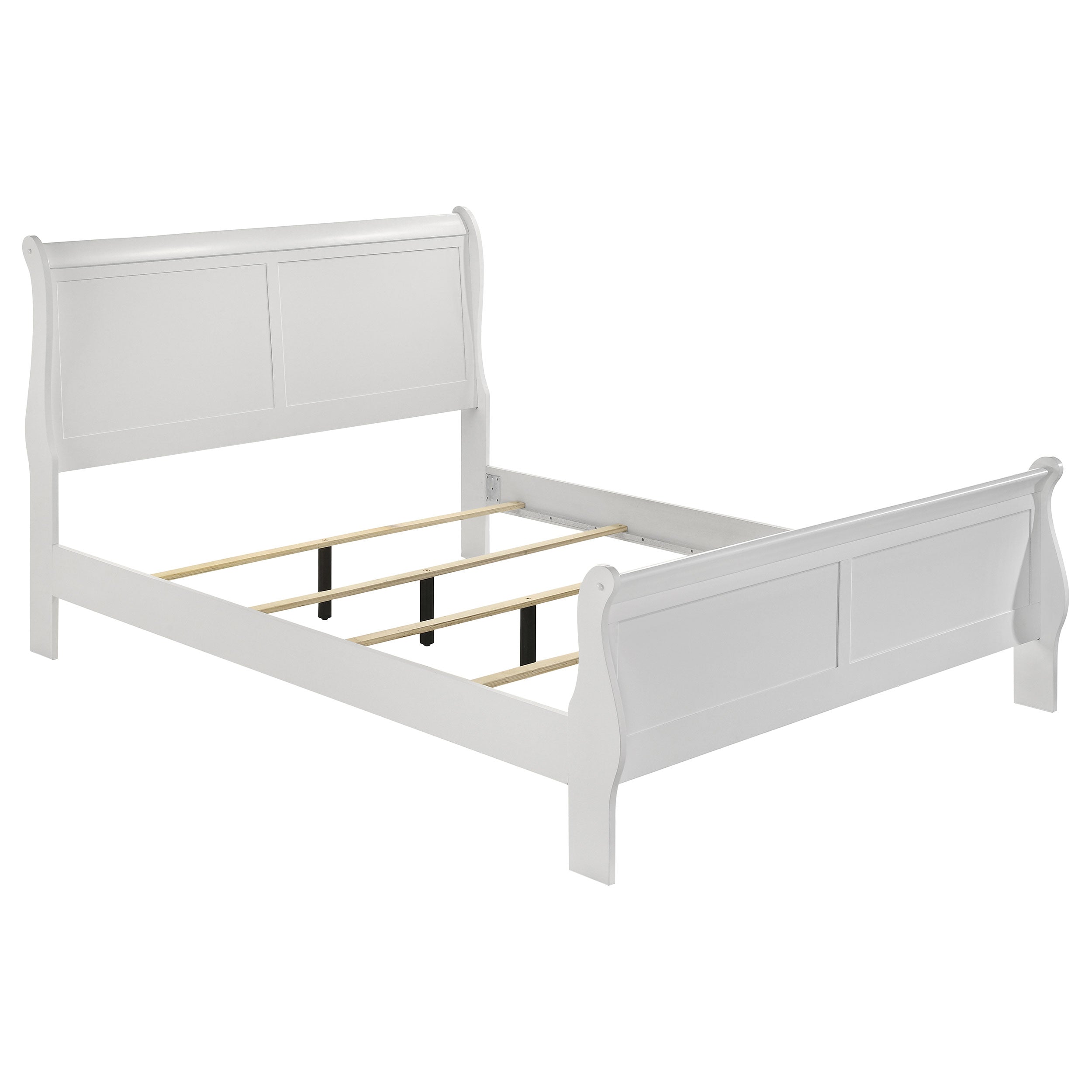 Louis Philippe 47-inch Sleigh Panel Bed White