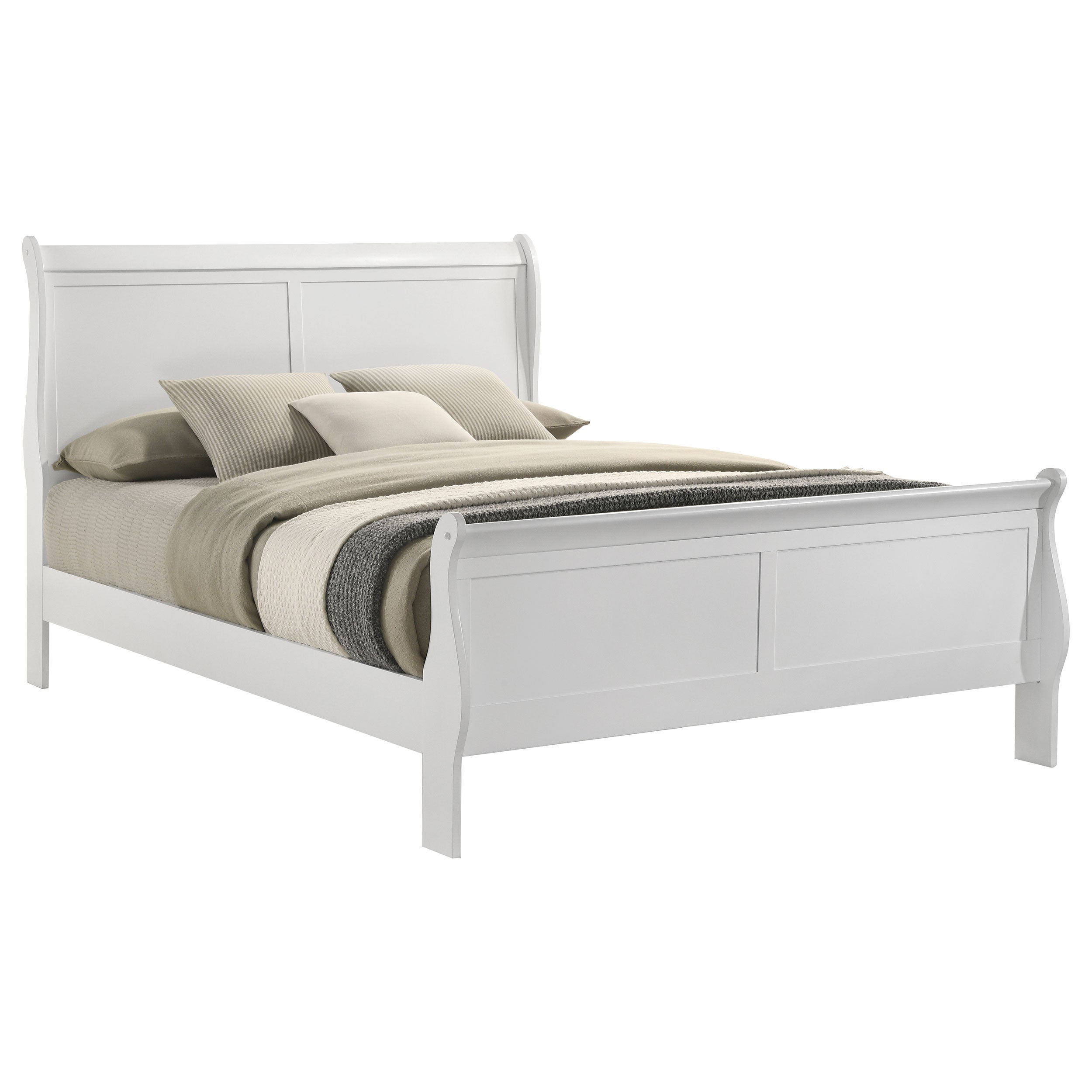 Louis Philippe 47-inch Sleigh Panel Bed White