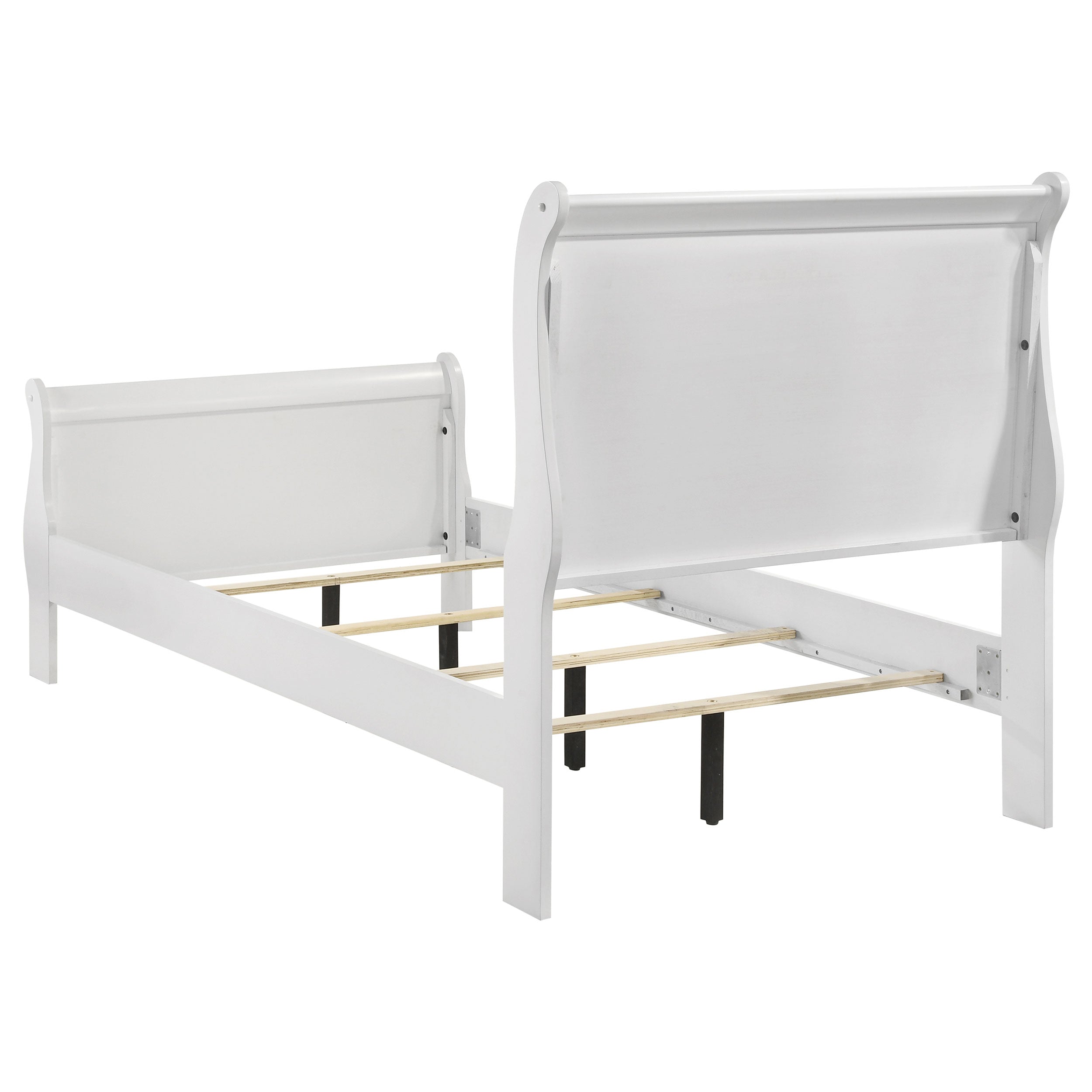 Louis Philippe 47-inch Sleigh Panel Bed White
