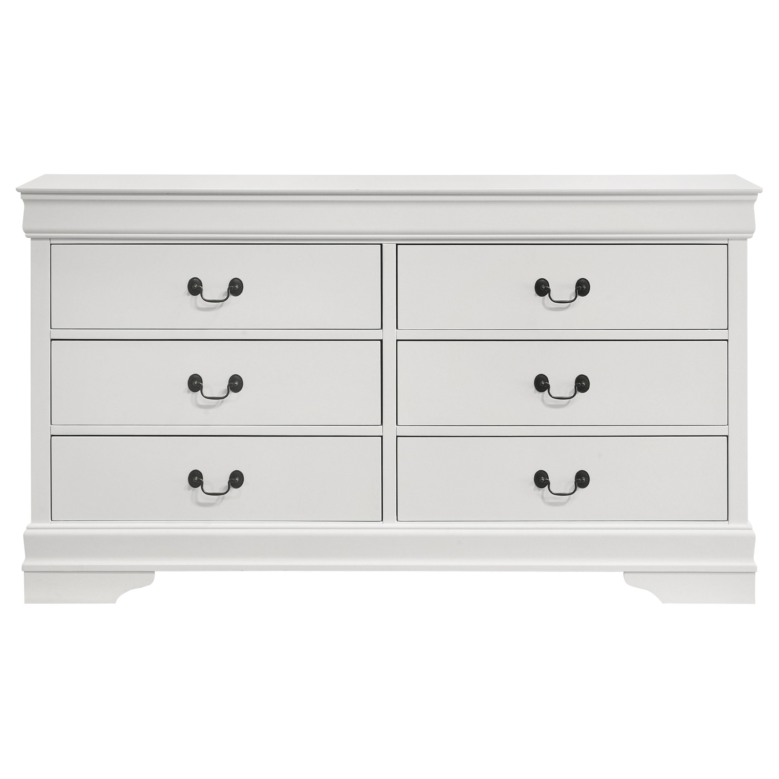 Louis Philippe 6-drawer Dresser and Mirror White