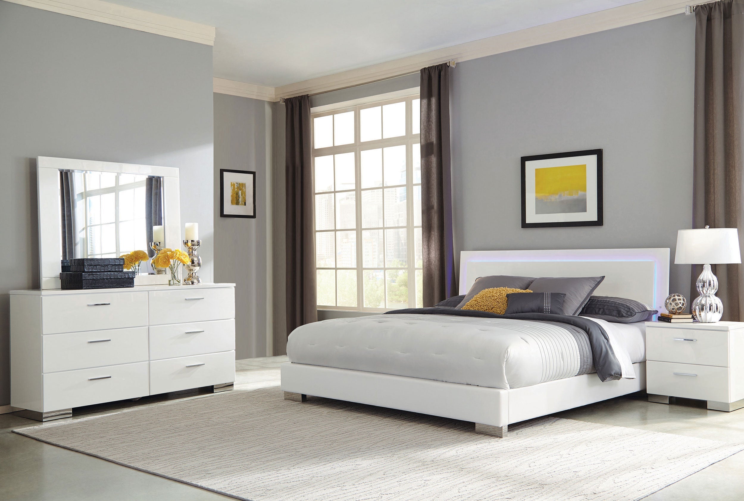 Felicity California King Bedroom Set White Gloss