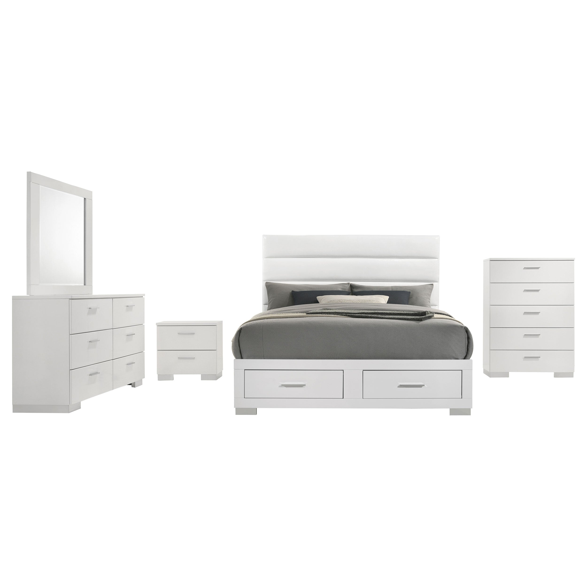 Felicity California King Bedroom Set White Gloss